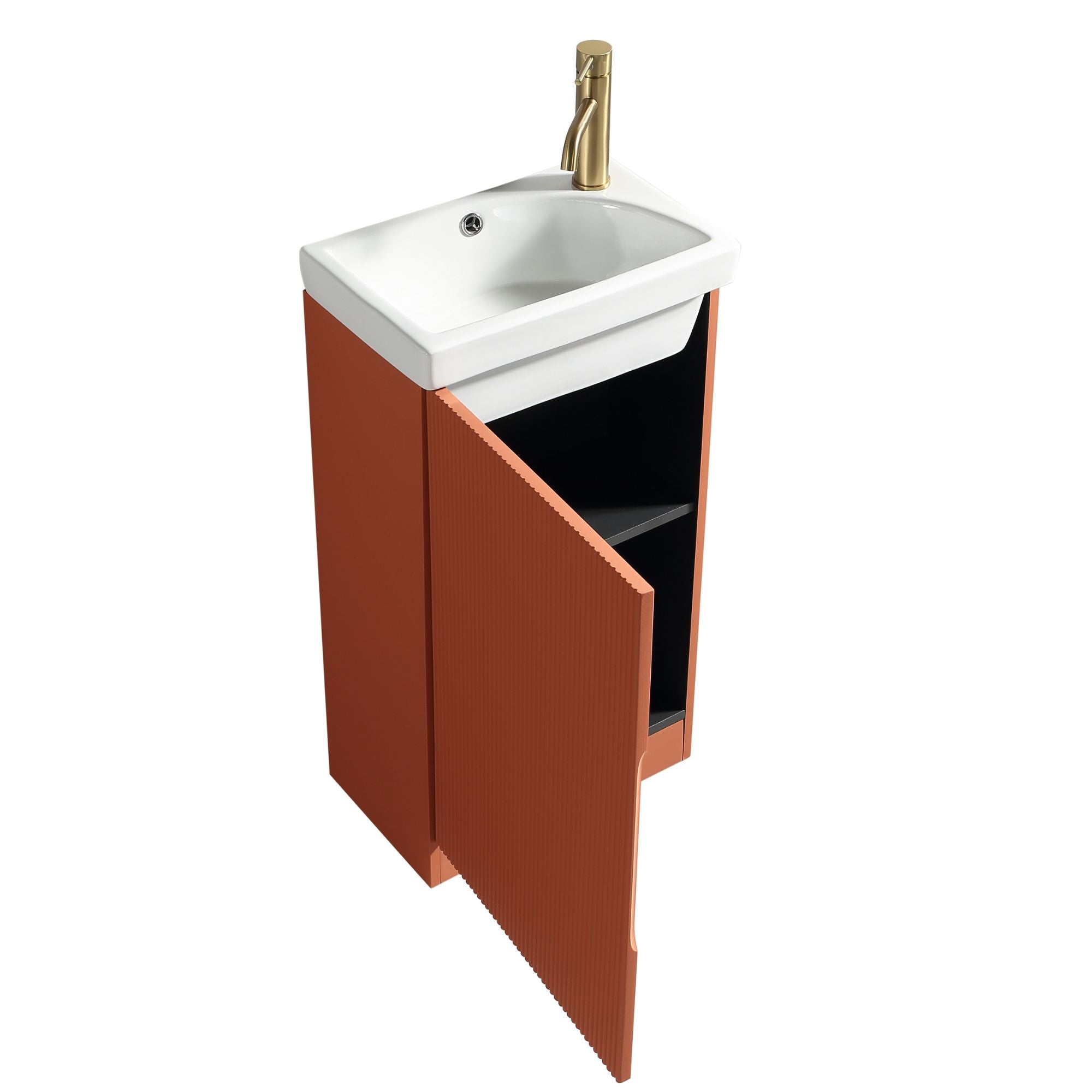 florence floorstanding cloakroom vanity unit with basin bruciata orange
