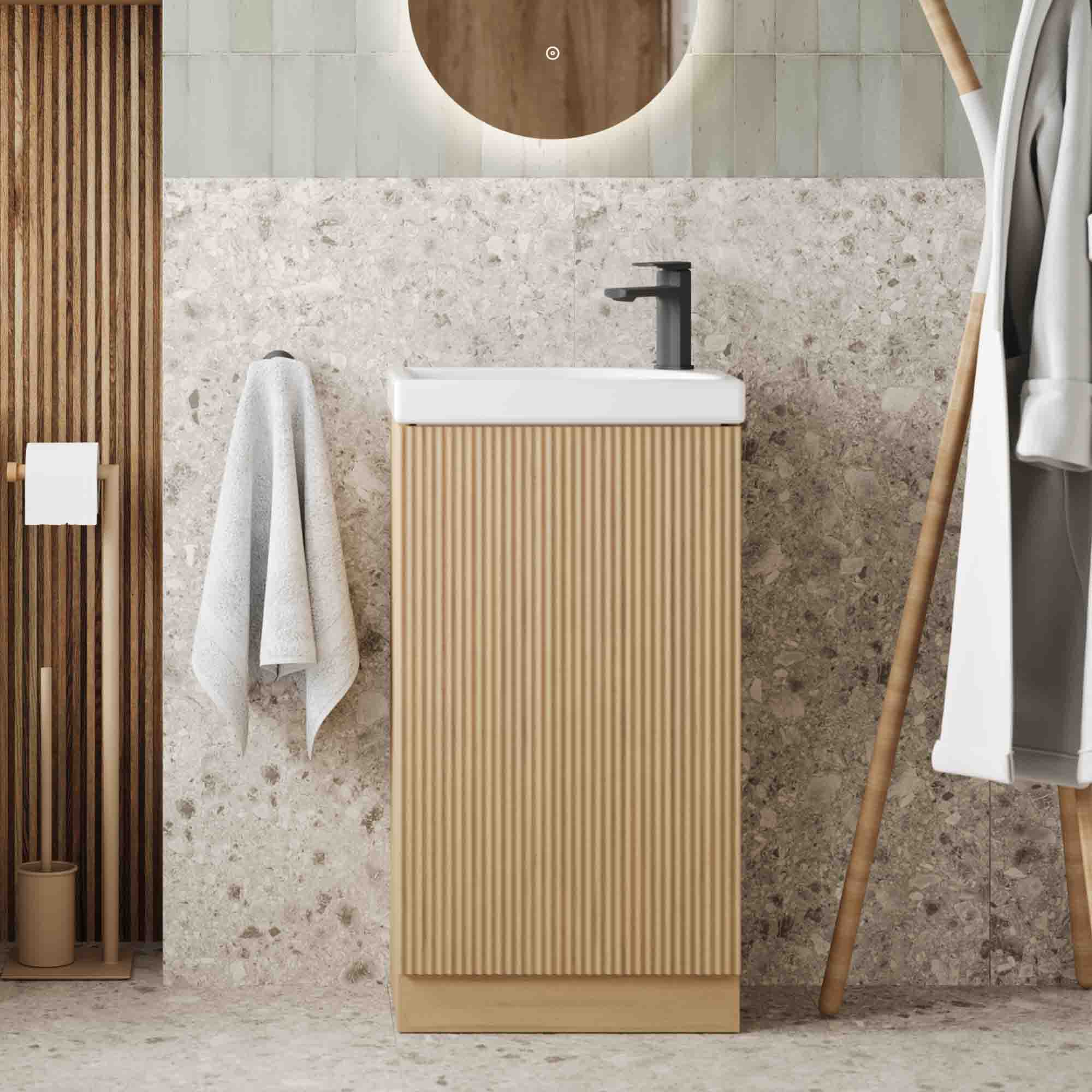 florence floorstanding cloakroom vanity unit with basin country oak