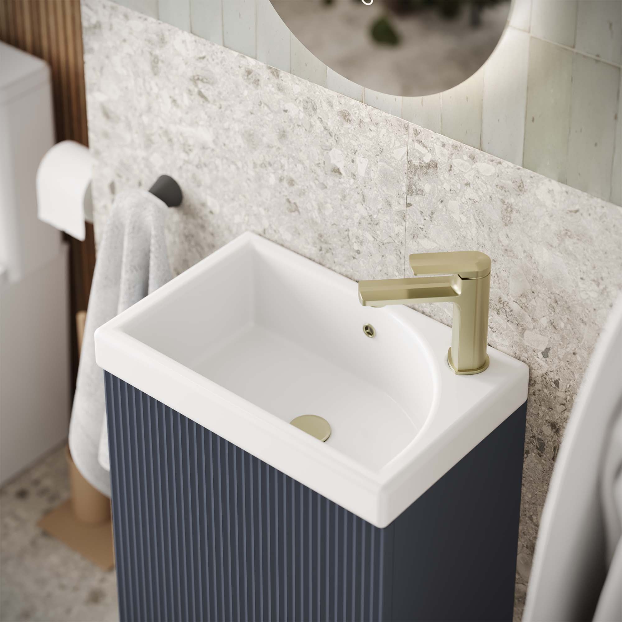 florence floorstanding cloakroom vanity unit with basin midnight shadow