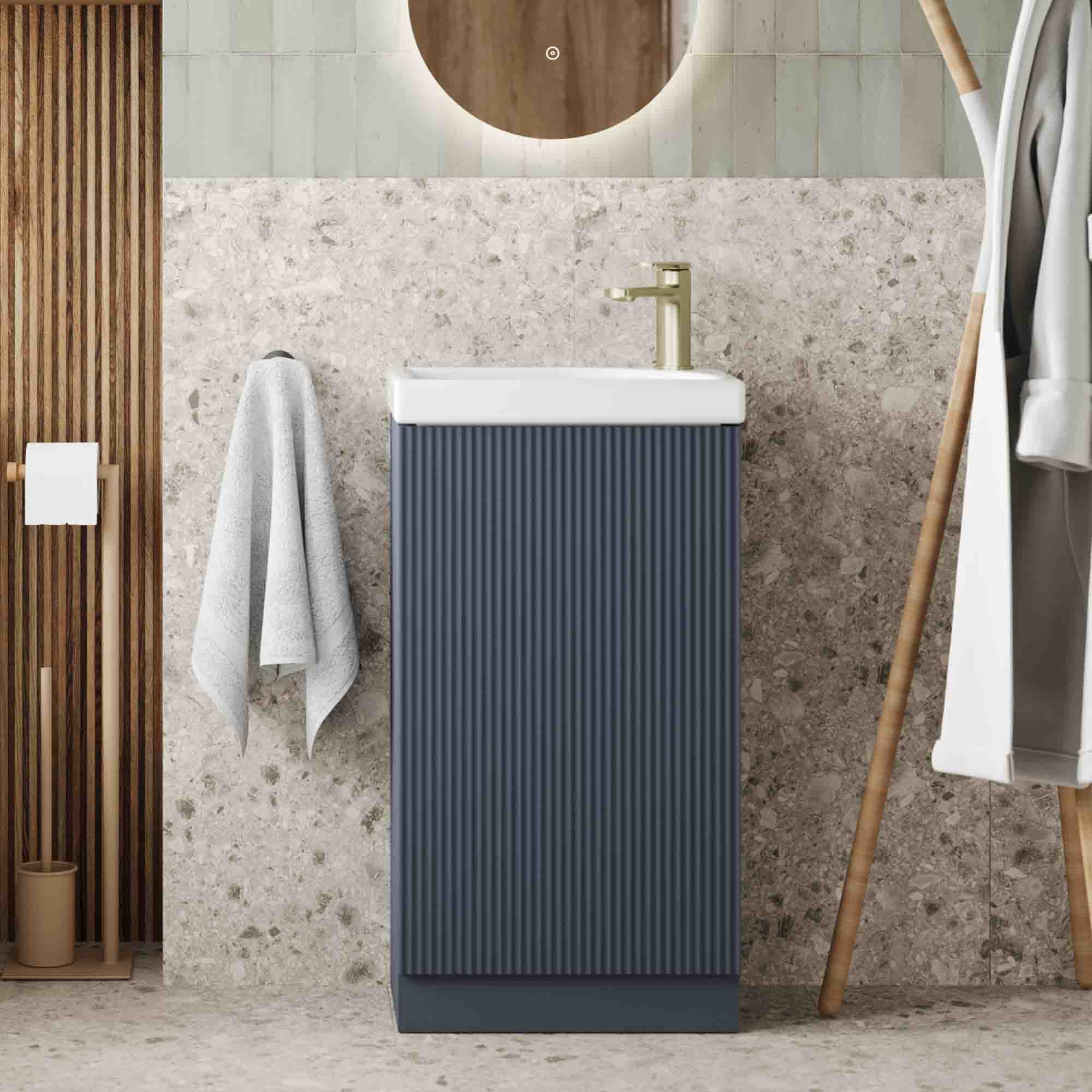 florence floorstanding cloakroom vanity unit with basin midnight shadow