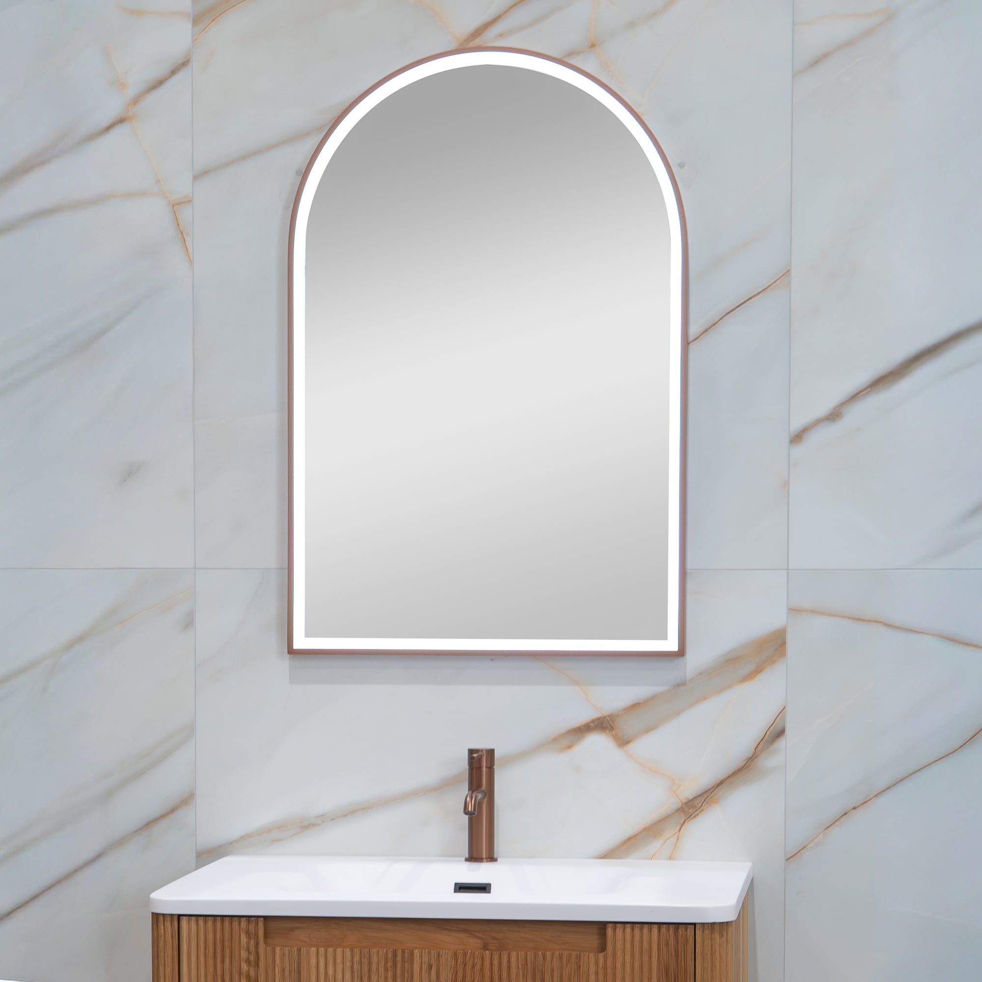 Granlusso Galleria Arch 60 LED Mirror with Brushed Bronze frame