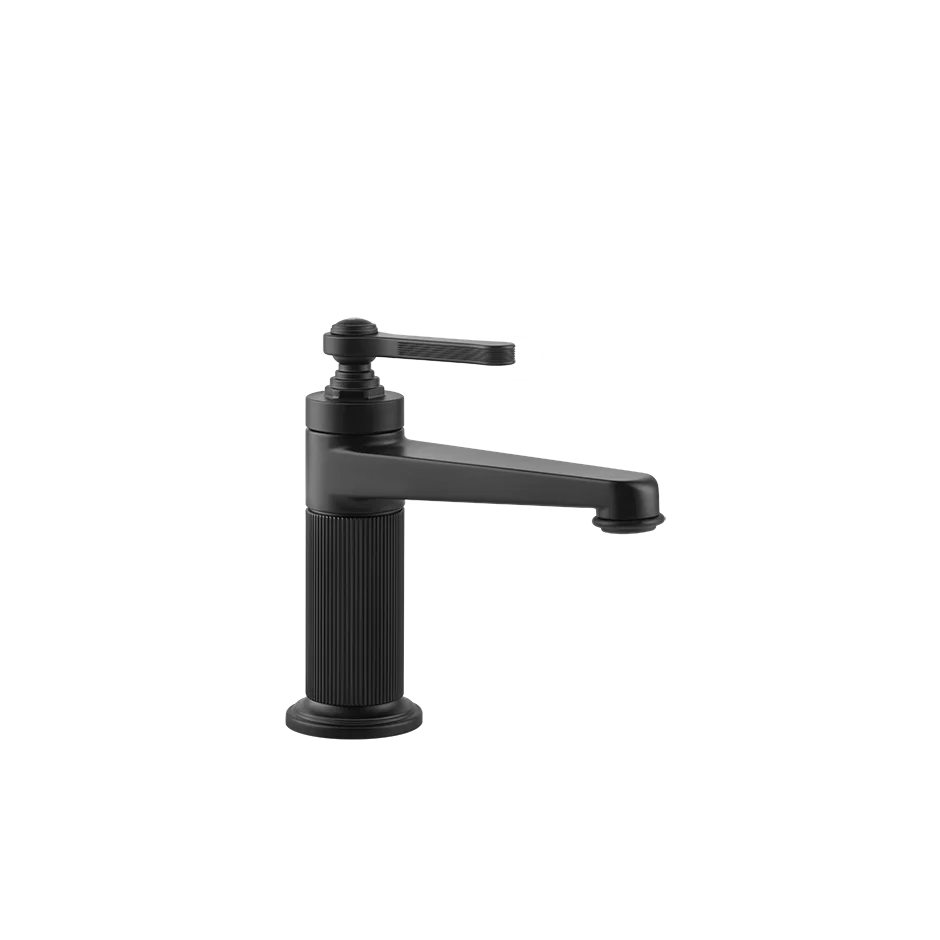 Gessi Venti20 Single Lever Basin Mixer in a matt black finish, supplied by Deluxe Bathrooms.