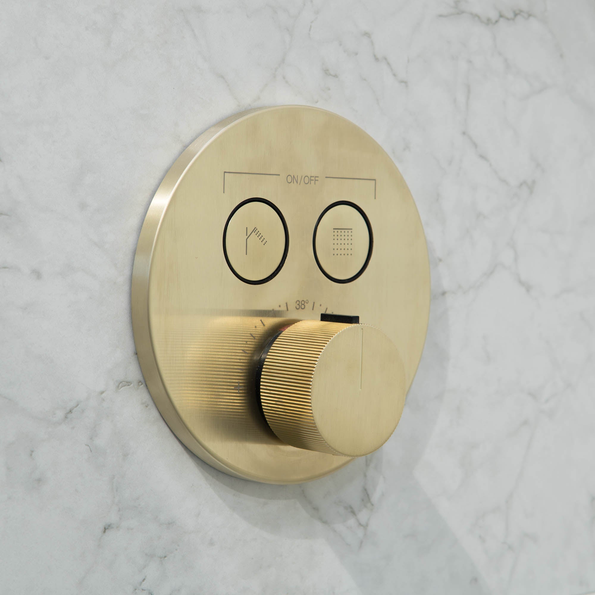 Gessi manzoni 2 outlet thermostatic shower valve brushed brass