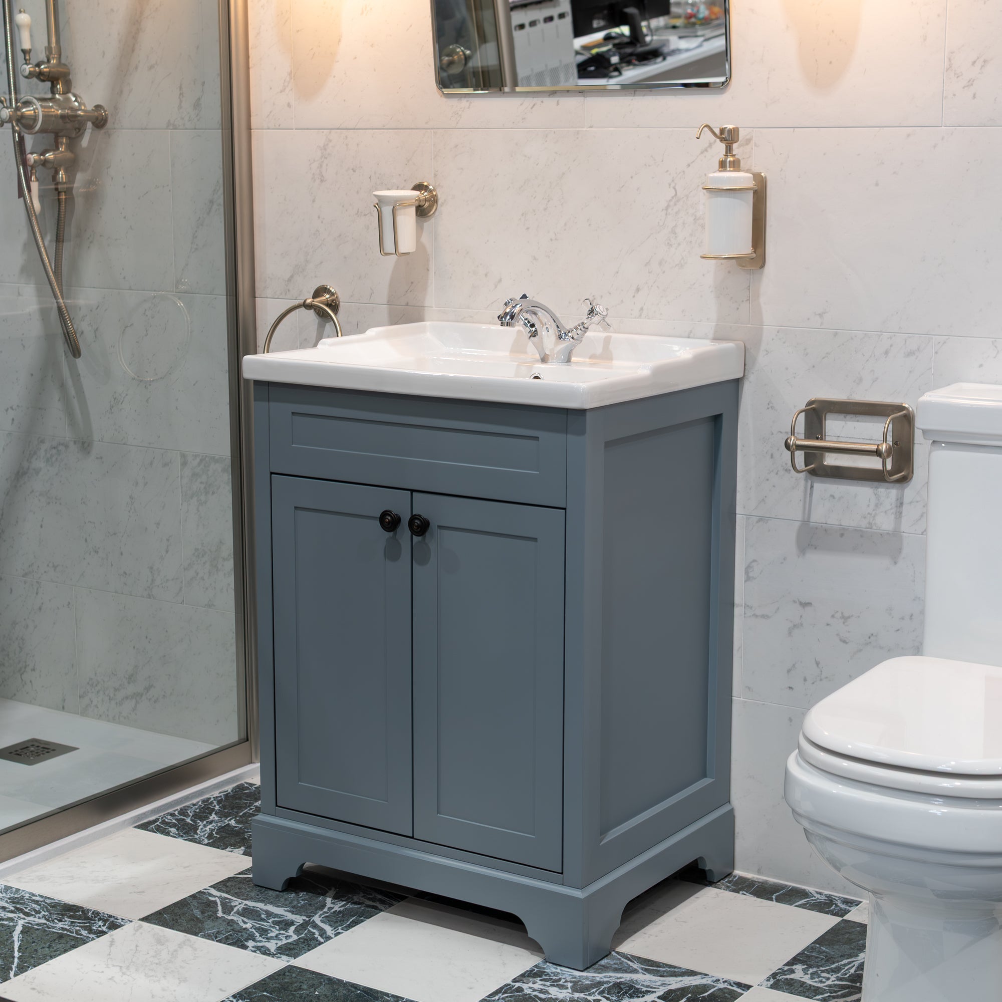 Granlusso Ailesbury Floorstanding 2-Door Vanity Unit with Basin - Spruce Blue