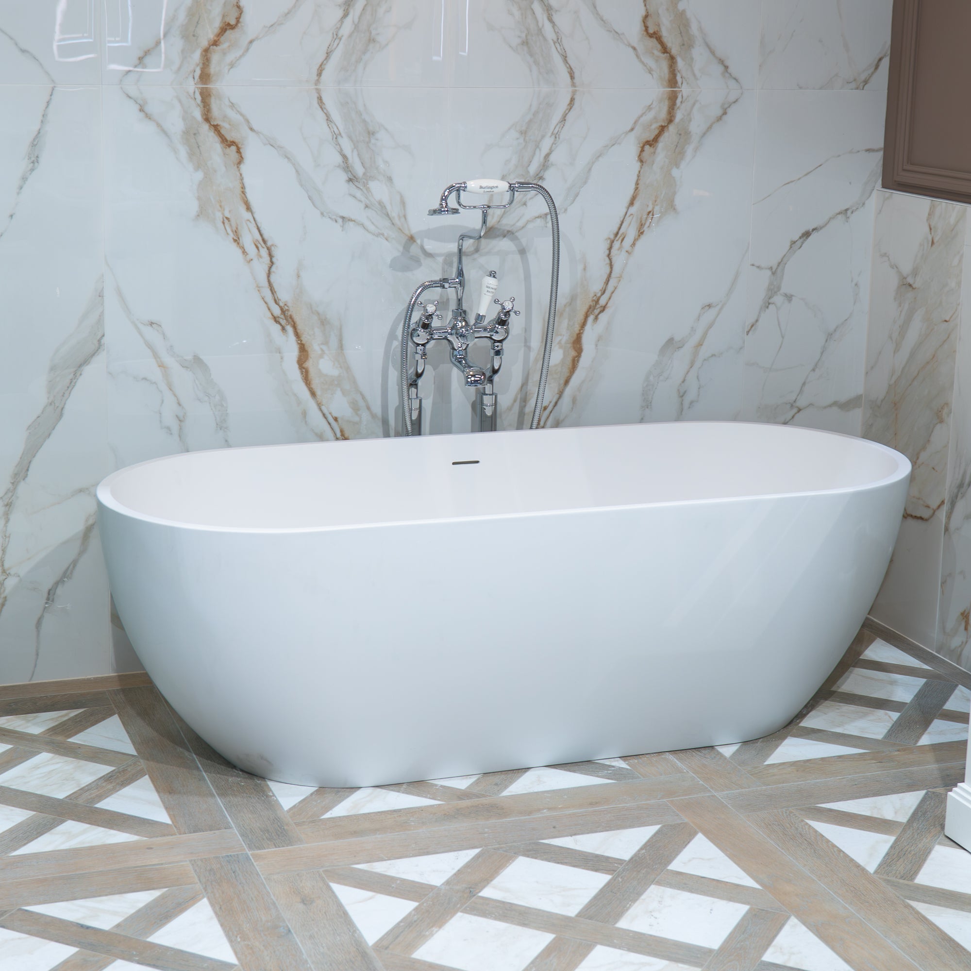 Granlusso™ Faenza 1700mm Freestanding Lightweight Stone Bath - Matte White