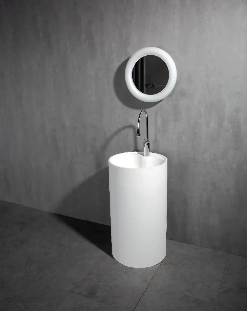 Granlusso™ Toscano Cylinder Freestanding Stone Basin - Matt White