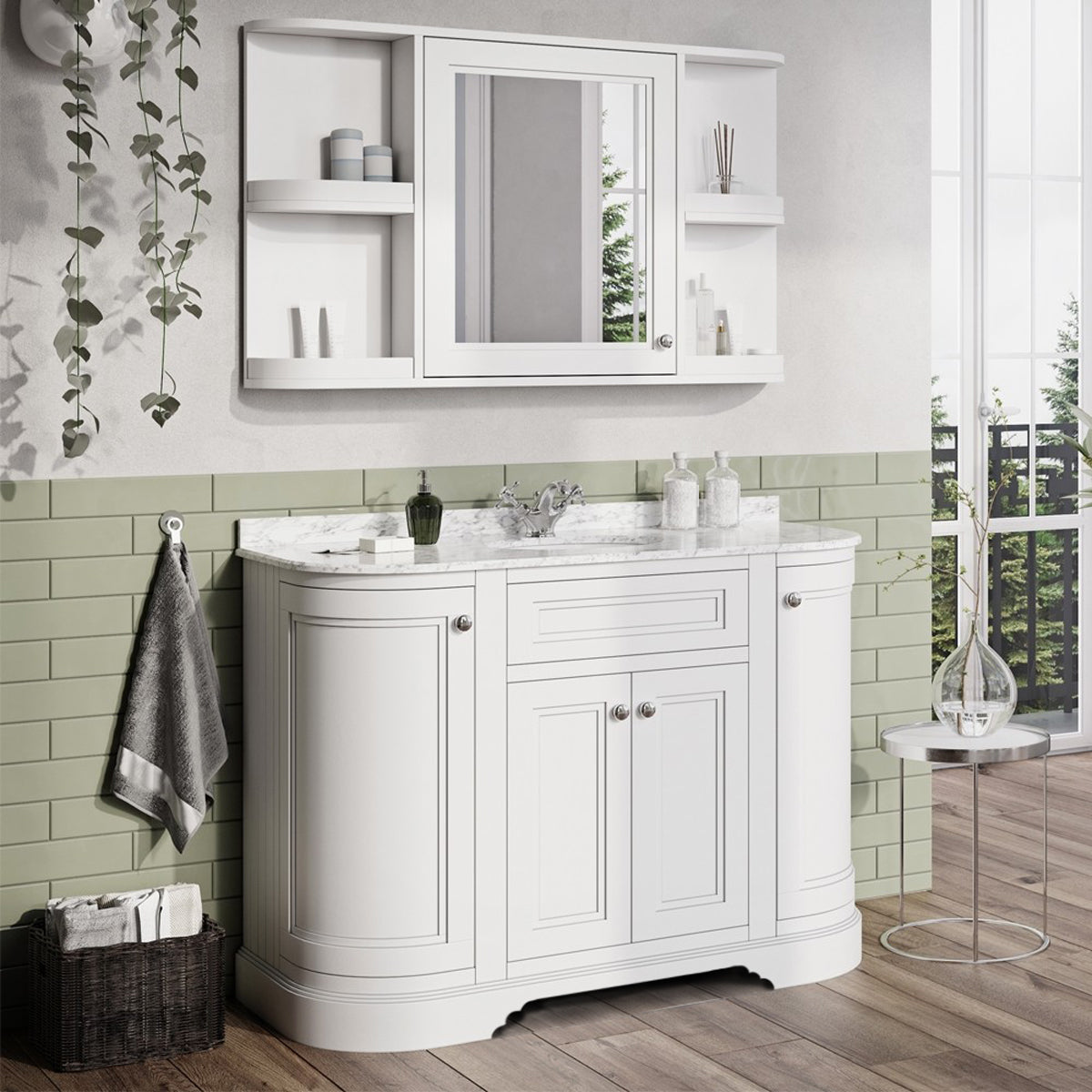 Hampton 1200 Floorstanding Curved Vanity Unit With Worktop and Basin