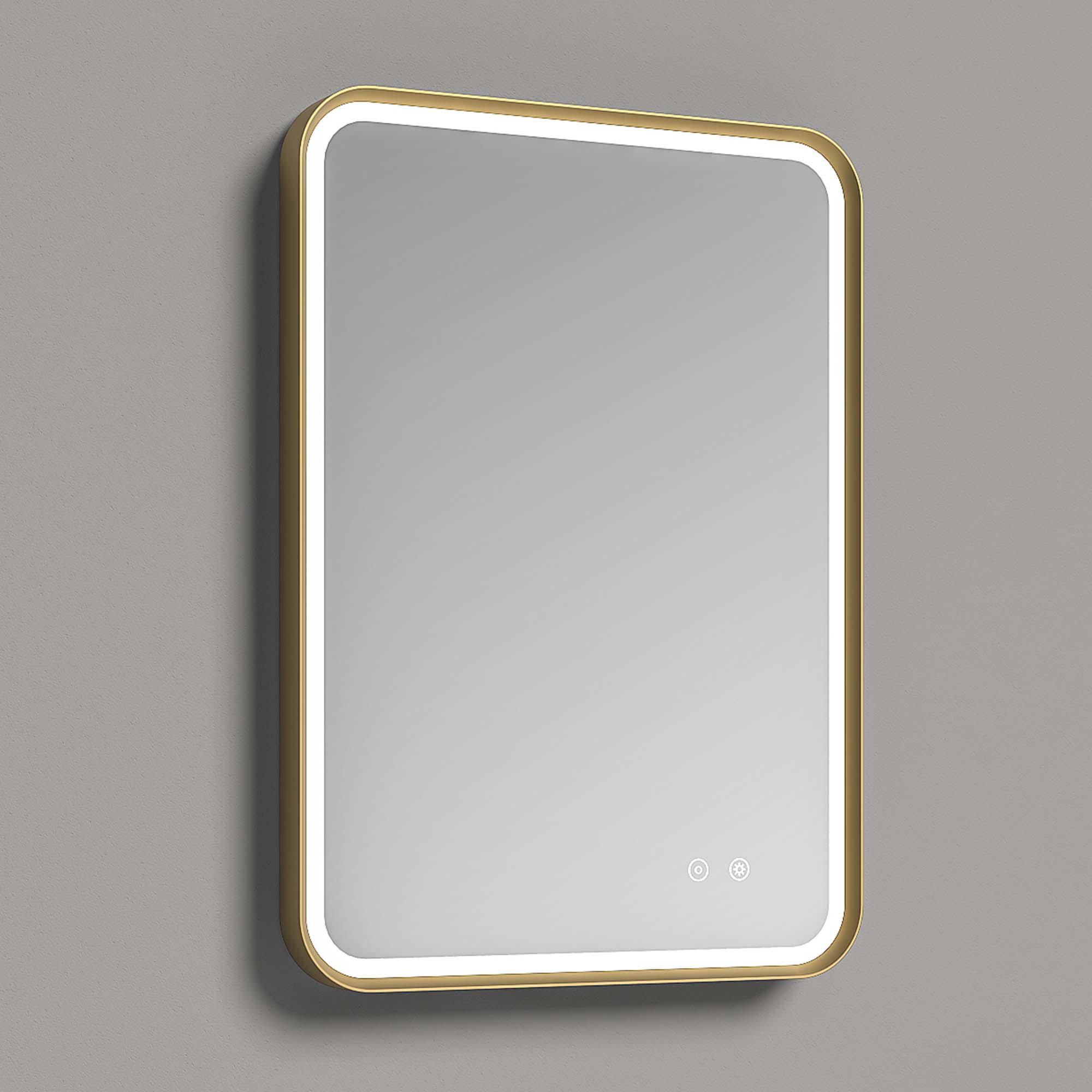 granlusso lucca led bathroom mirror 500x700mm brushed brass