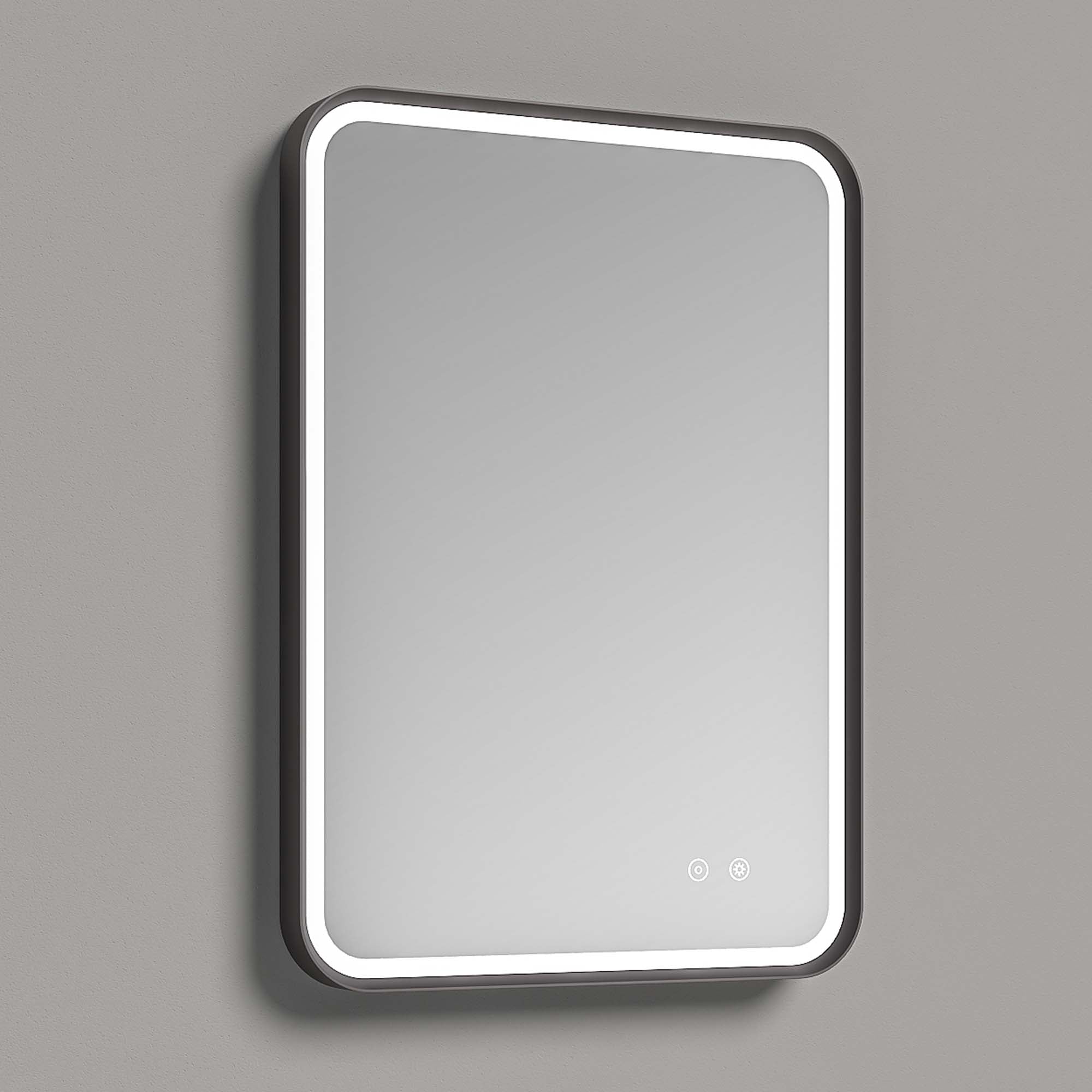 granlusso lucca led bathroom mirror 500x700mm gunmetal