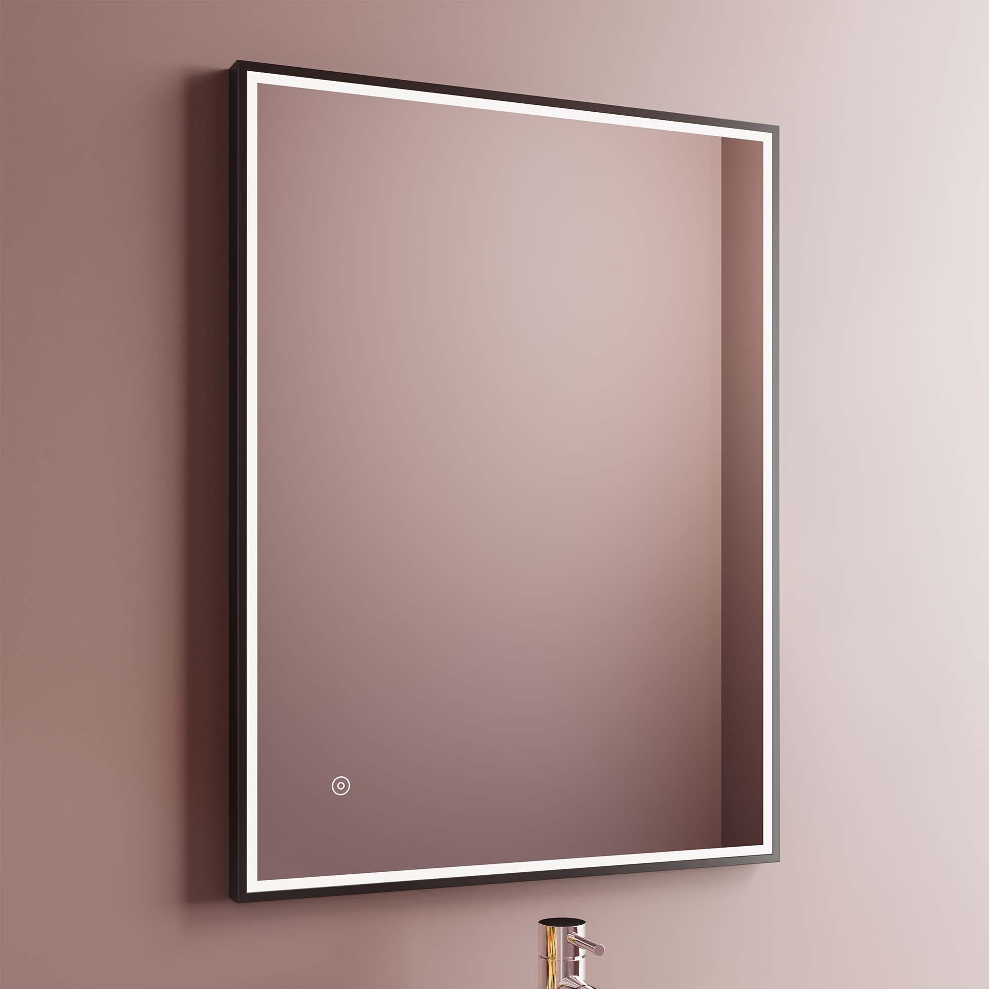 granlusso opus framed led bathroom mirror 800x600mm black