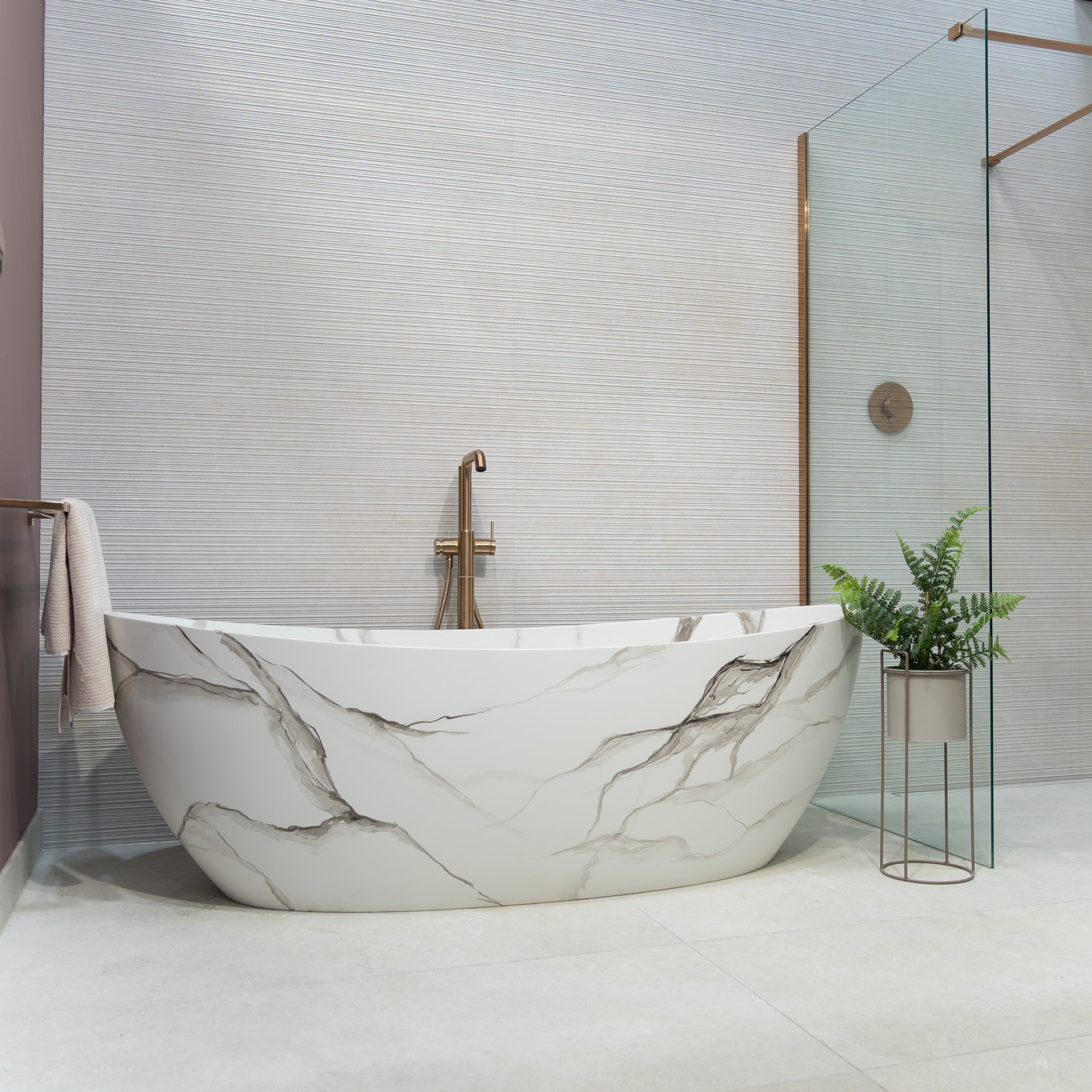 Granlusso™ Palermo 1750mm Marble Effect Freestanding Stone Bath - Honed Matte