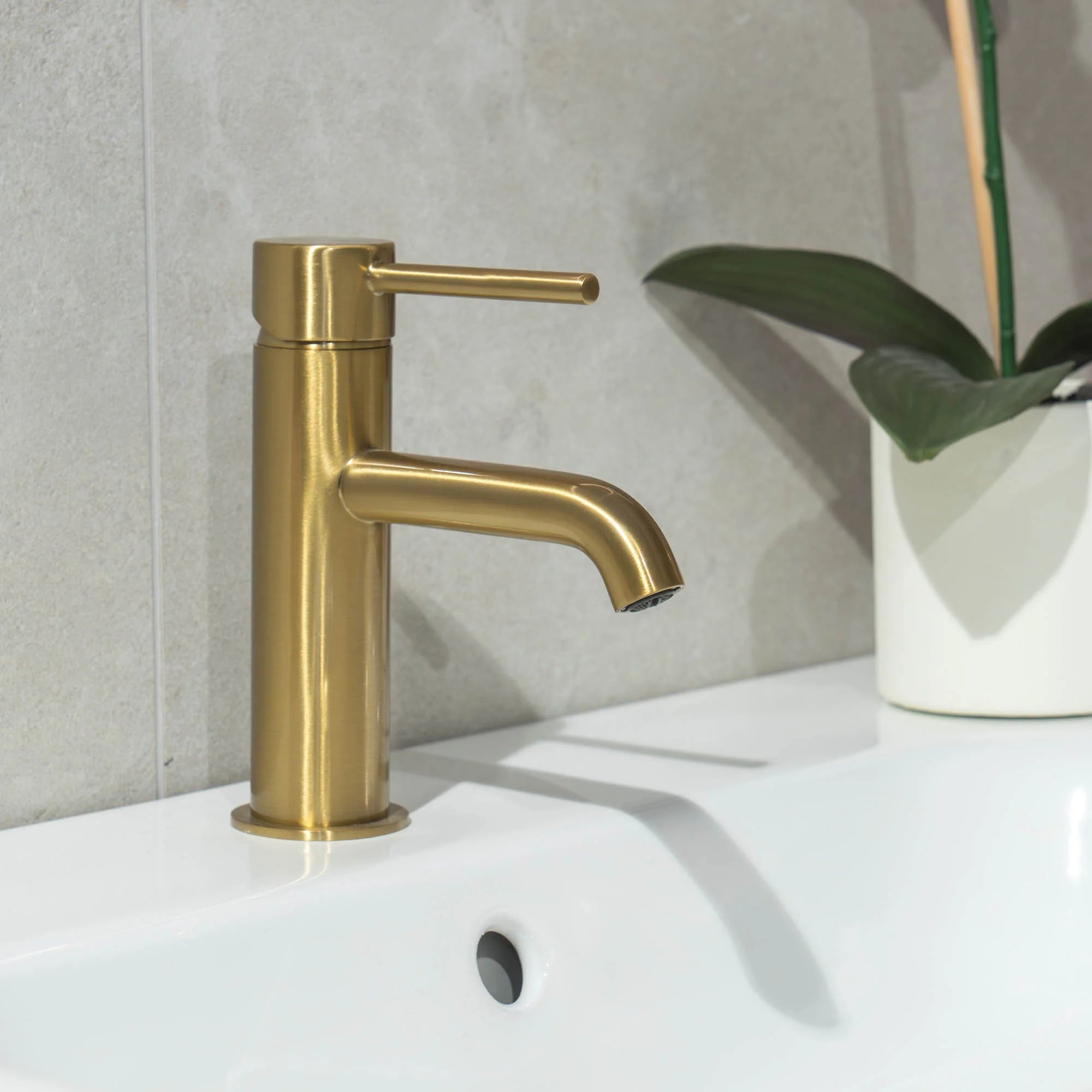 Granlusso Portofino Brushed Brass Basin Mixer With Click-Clack Waste Deluxe Bathrooms