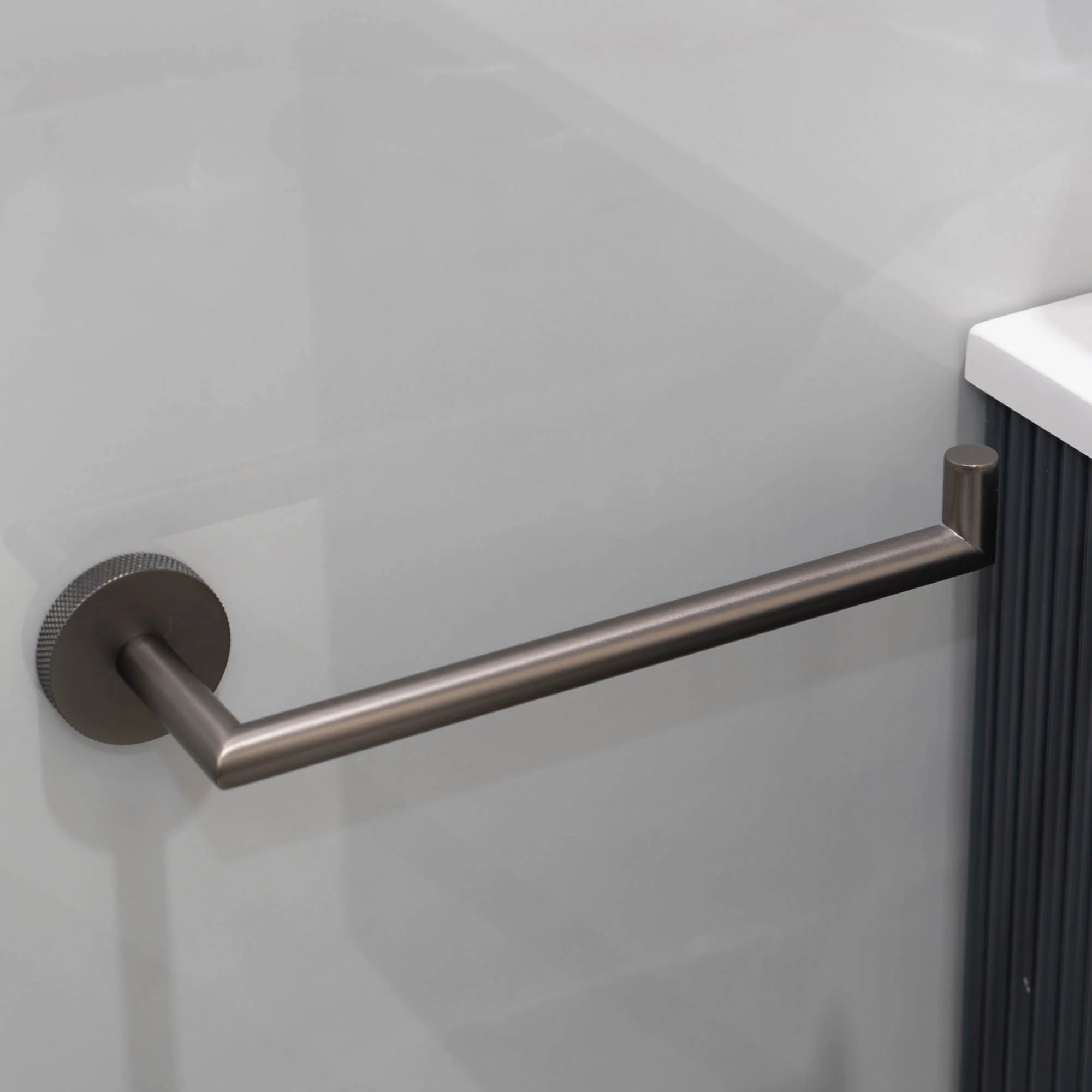Granlusso Portofino Knurled Towel Holder Gunmetal Deluxe Bathrooms