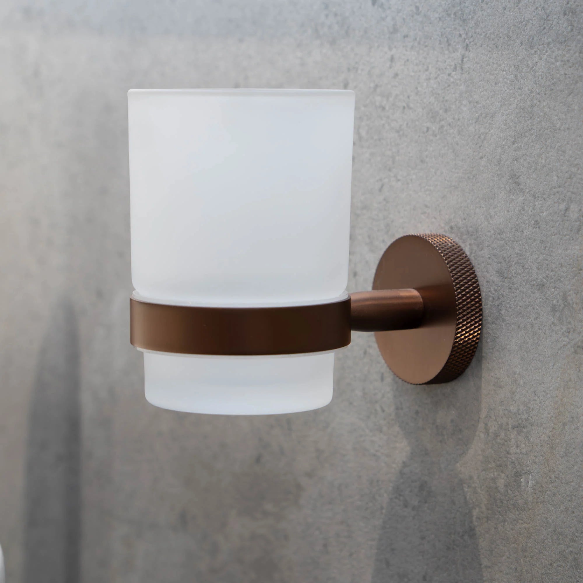 Wall-mounted Portofino Knurled Tumbler Holder Brushed Bronze Deluxe Bathrooms