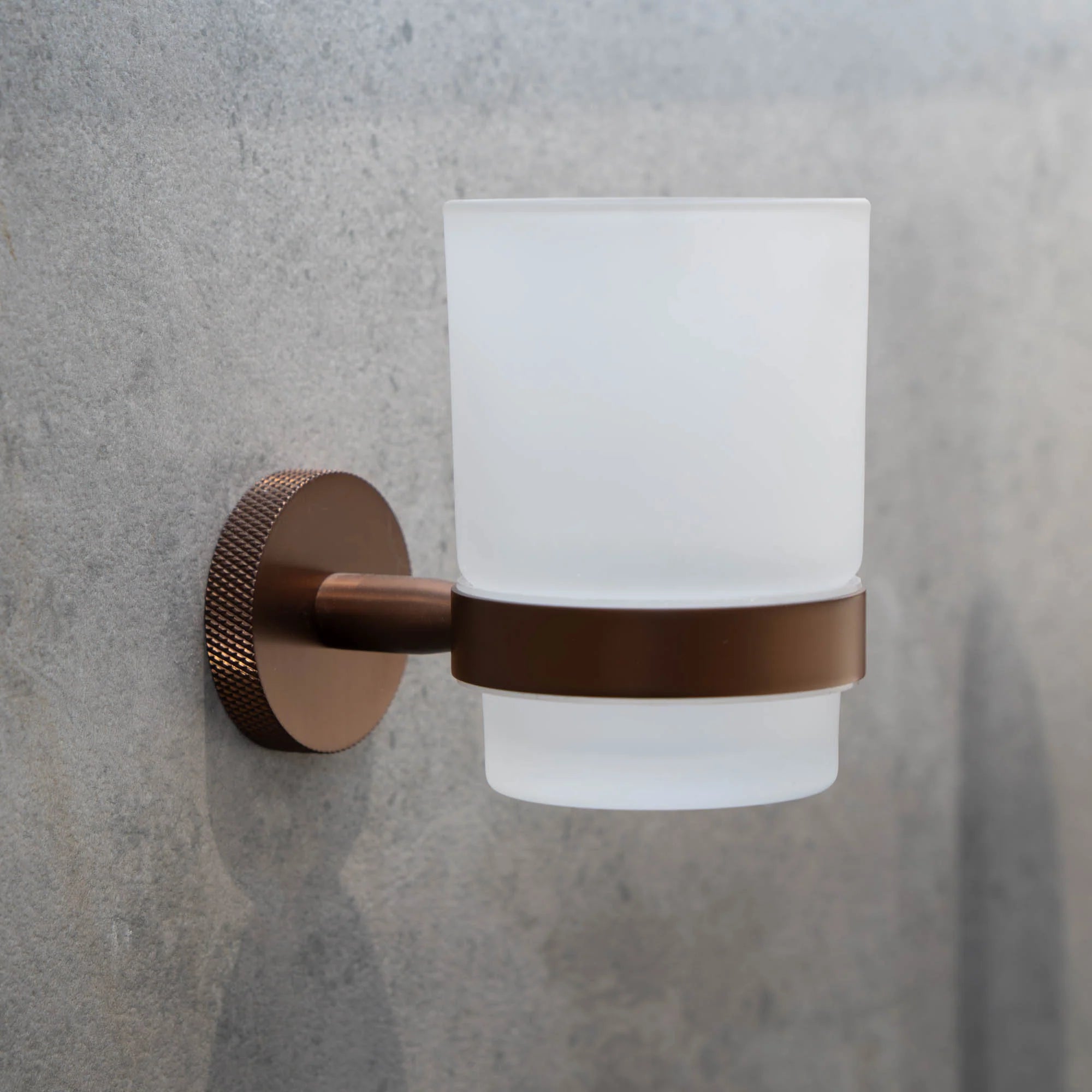 Wall-mounted Portofino Knurled Tumbler Holder Brushed Bronze Deluxe Bathrooms