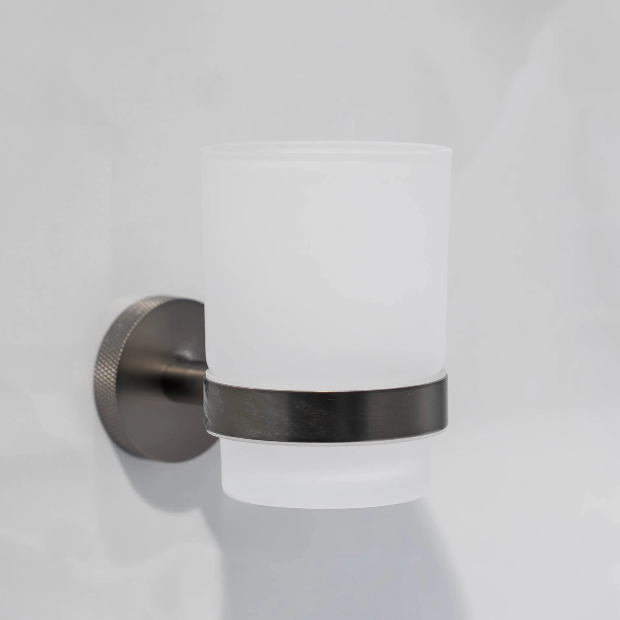 Wall-mounted Portofino Knurled Tumbler Holder Gunmetal Deluxe Bathrooms