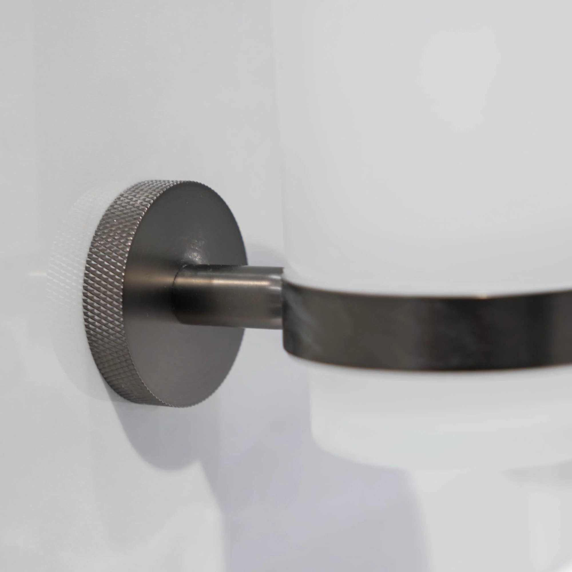 Wall-mounted Portofino Knurled Tumbler Holder Gunmetal Deluxe Bathrooms