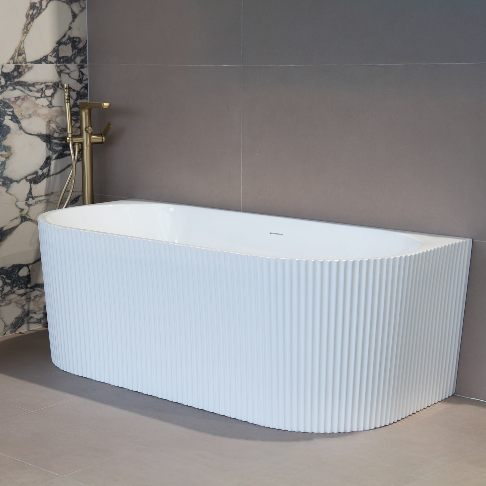 Granlusso™ Sant'Andrea 1700 Back To Wall Fluted Freestanding Fluted Bath Acrylic