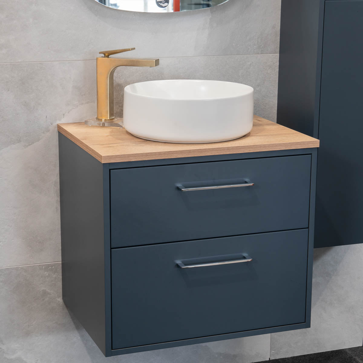 Granlusso Serenity Wall Mounted Vanity Unit With Premium Oak Countertop