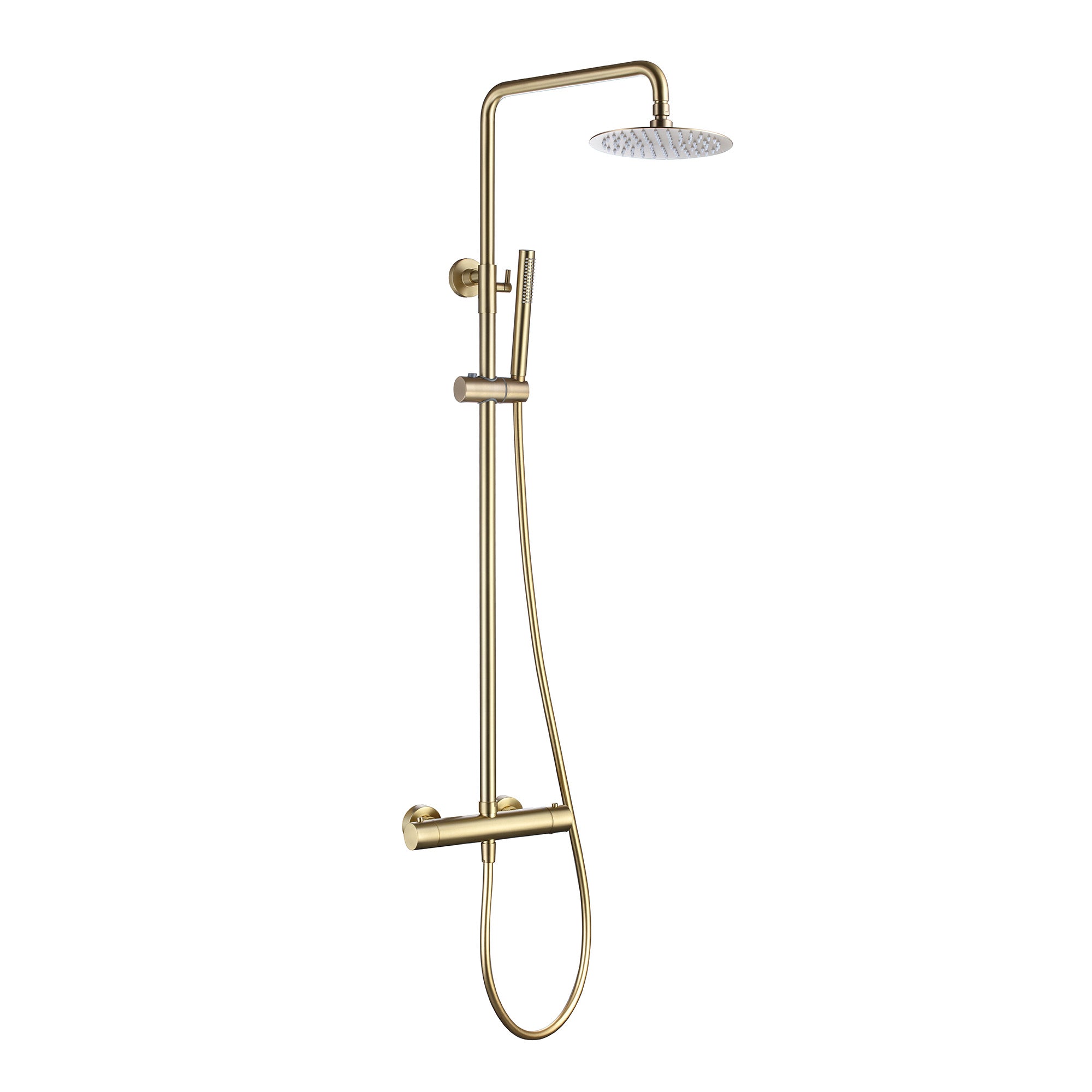 granlusso serenity cool touch exposed rainhead dual shower brushed brass