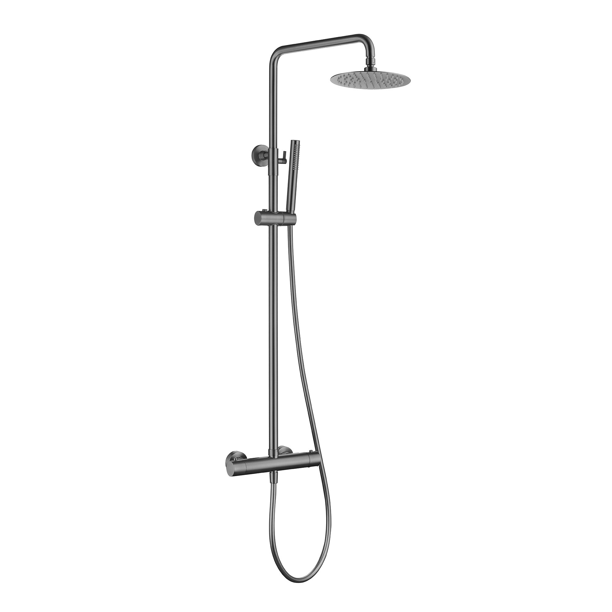 granlusso serenity cool touch exposed rainhead dual shower gunmetal deluxe bathrooms