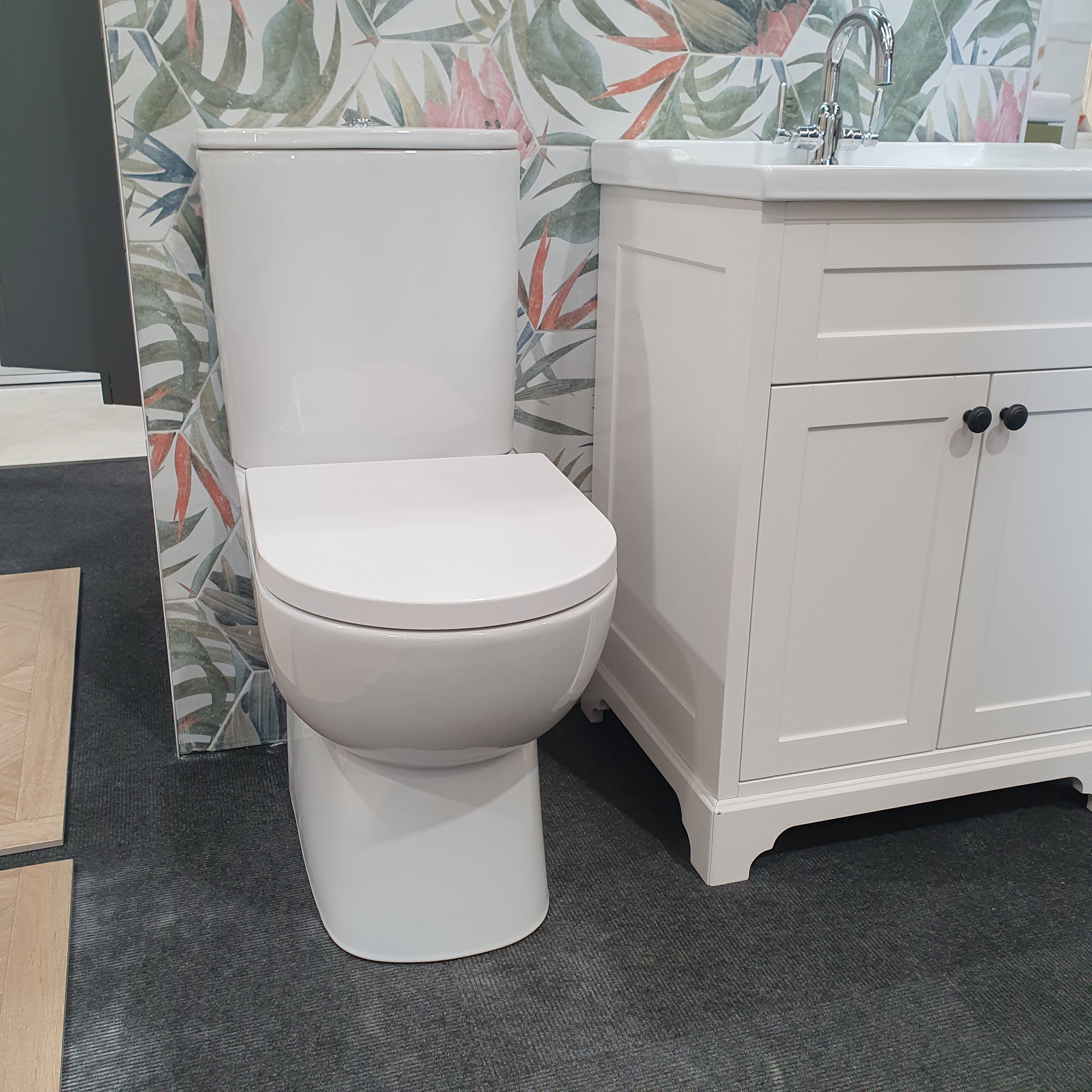 Granlusso Serenity Rimless Open Back Comfort Height Close Coupled Toilet with Soft Close Quick Release Seat