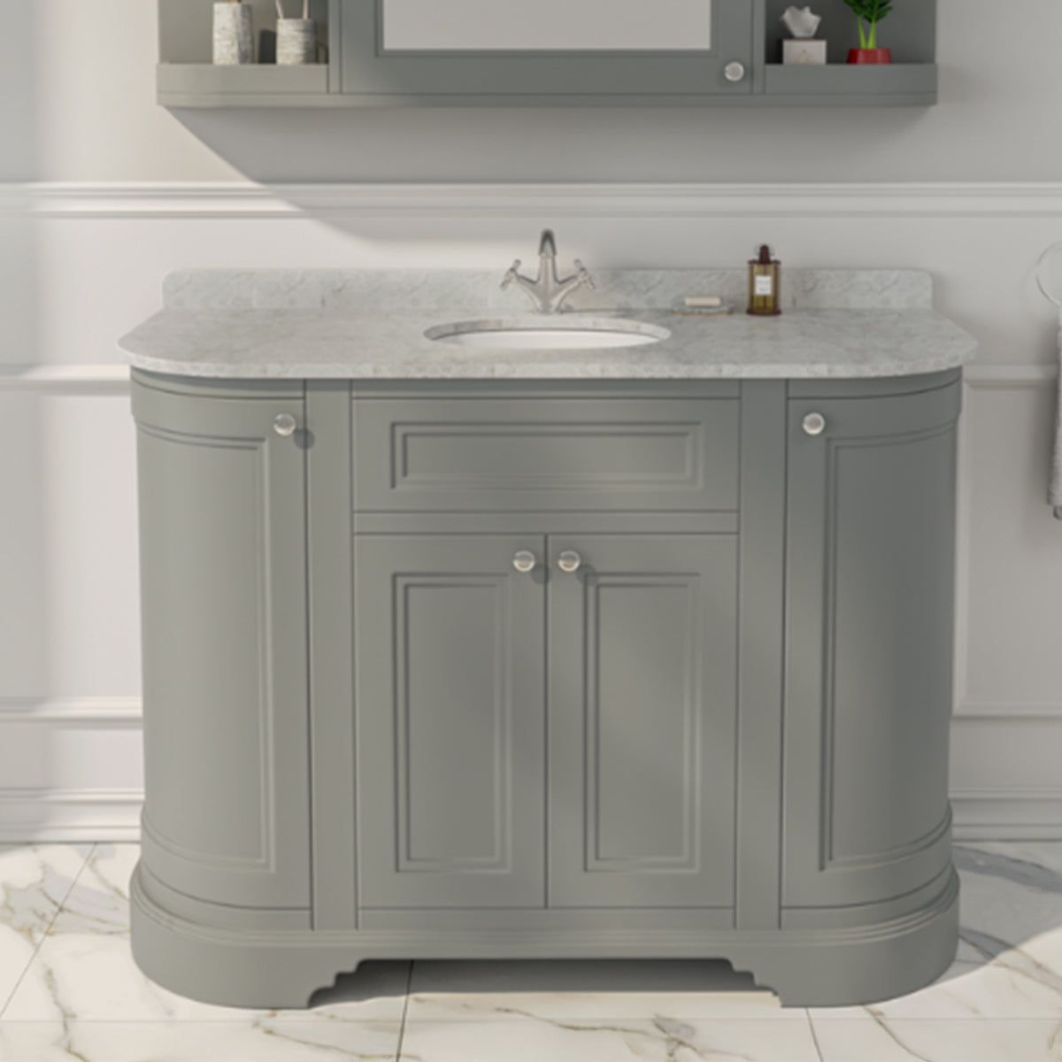 Hampton 1200 Floorstanding Curved Vanity Unit With Worktop and Basin
