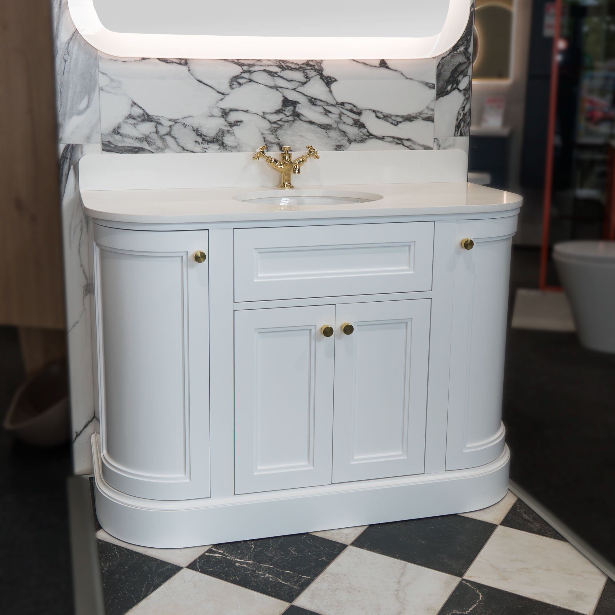 Hampton 1200 Floorstanding Curved Vanity Unit With Worktop and Basin