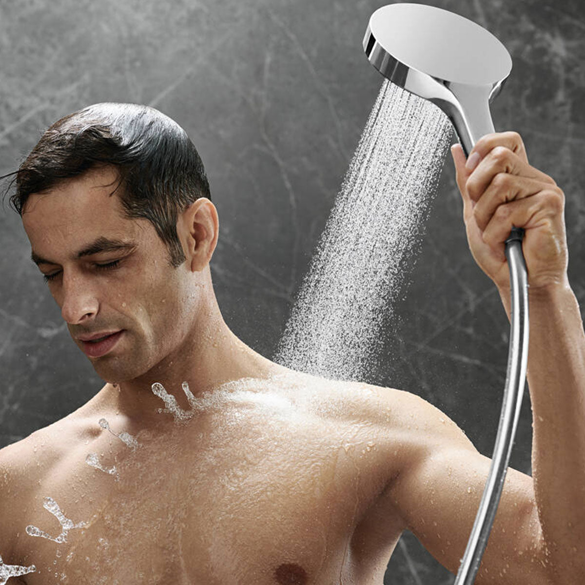 Hansgrohe Square Thermostatic Shower Valve With Rainfinity 250 Overhead & Hand Shower Slide Rail Kit