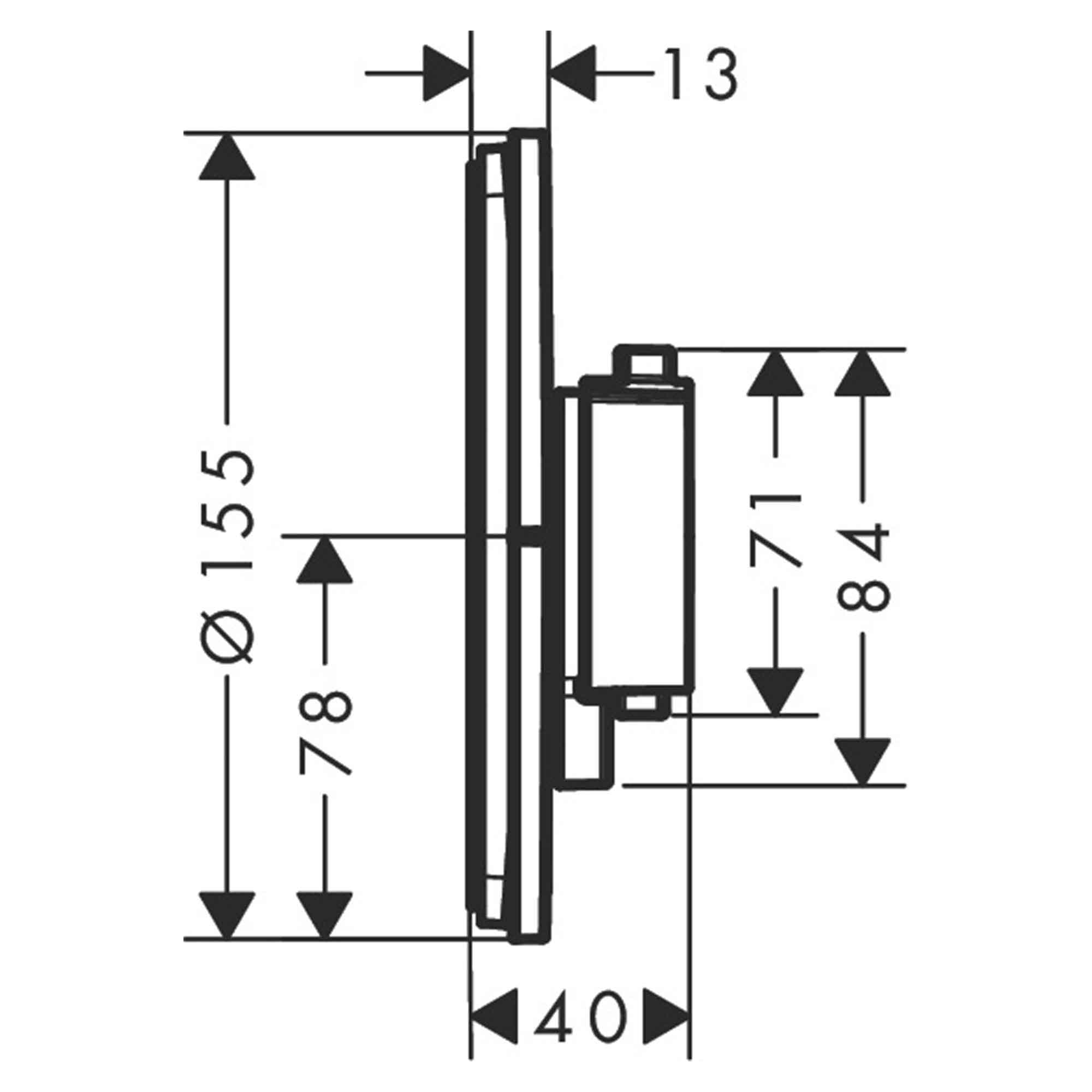 hansgrohe shower select s shower valve dimensions