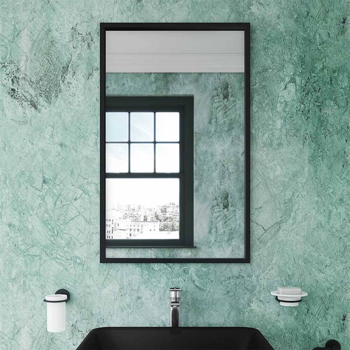 harbour rectangular mirror matt black frame 40x70cm