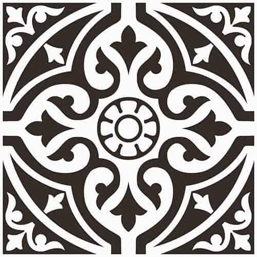 Hadrian Black Patterned Porcelain Tile 33x33cm Matt