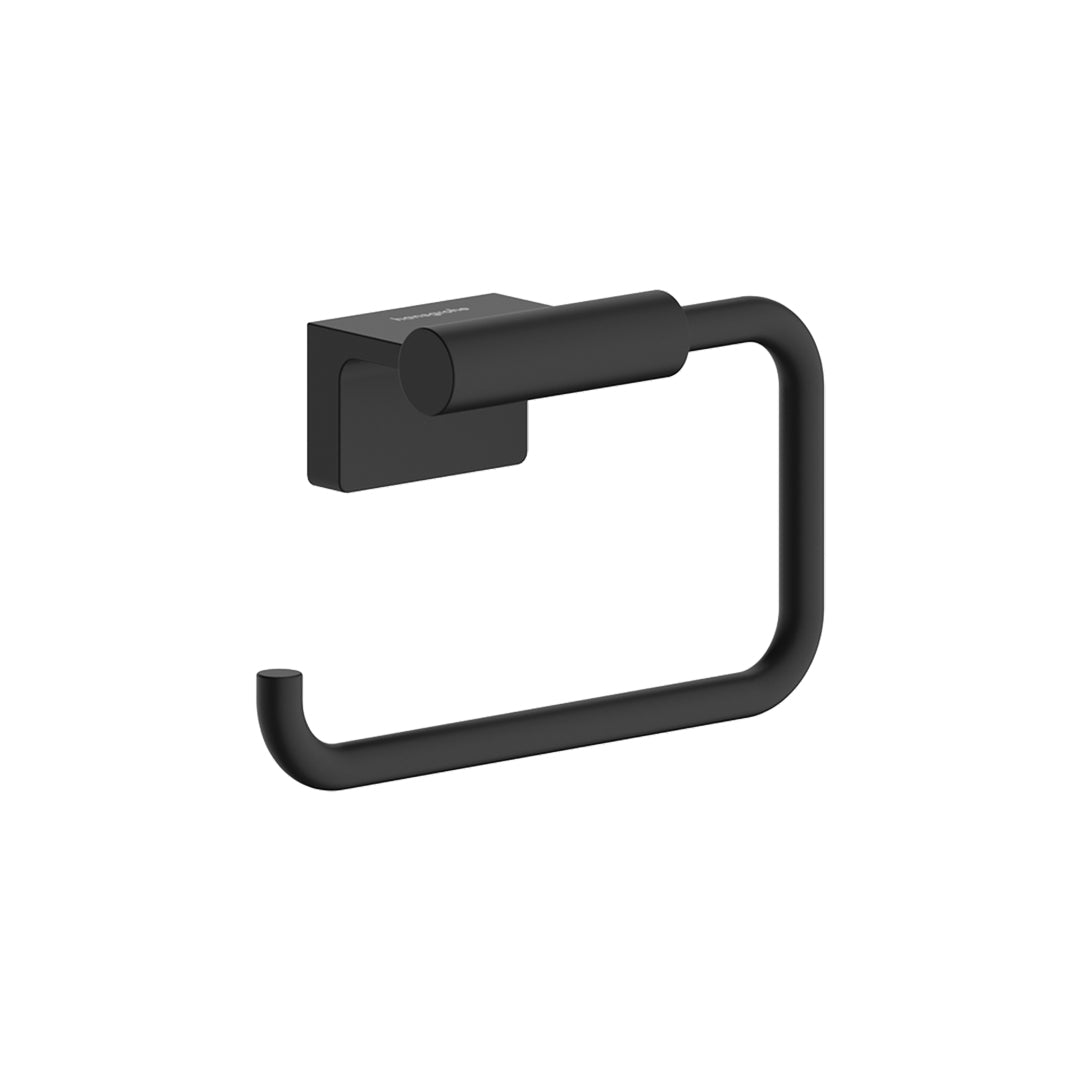 Hansgrohe AddStoris S Toilet Roll Holder in the matt black finish, supplied by Deluxe Bathrooms.