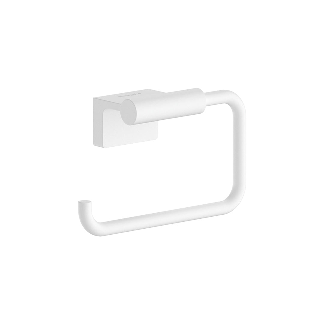 Hansgrohe AddStoris S Toilet Roll Holder in the matt white finish, supplied by Deluxe Bathrooms.