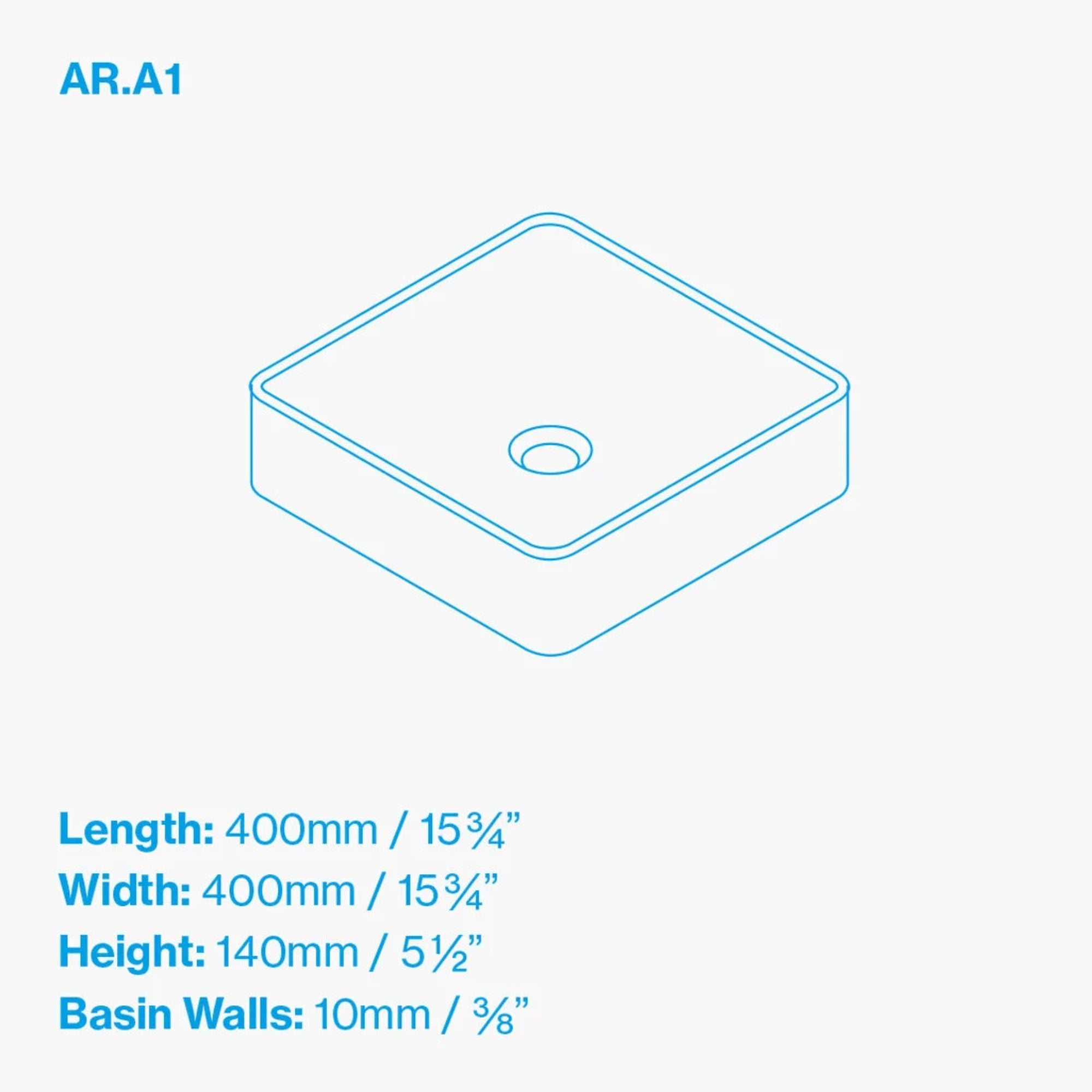 Kast Arla Countertop Concrete Basin 400 x 400mm Size