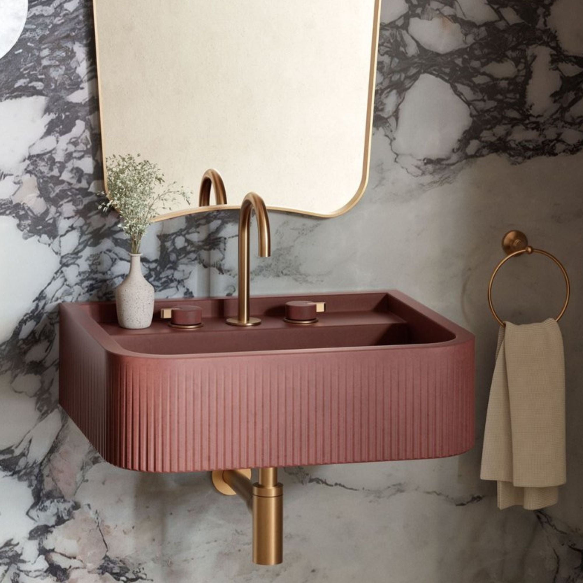 Kast Rue Wall-Mounted Concrete Basin Patterned