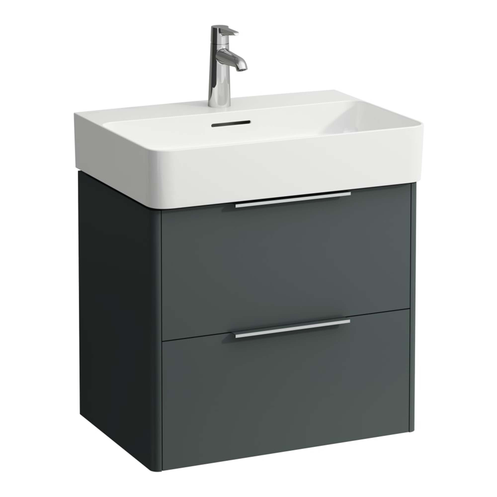 laufen val 600 2 drawer wall hung vanity ceramic washbasin traffic grey