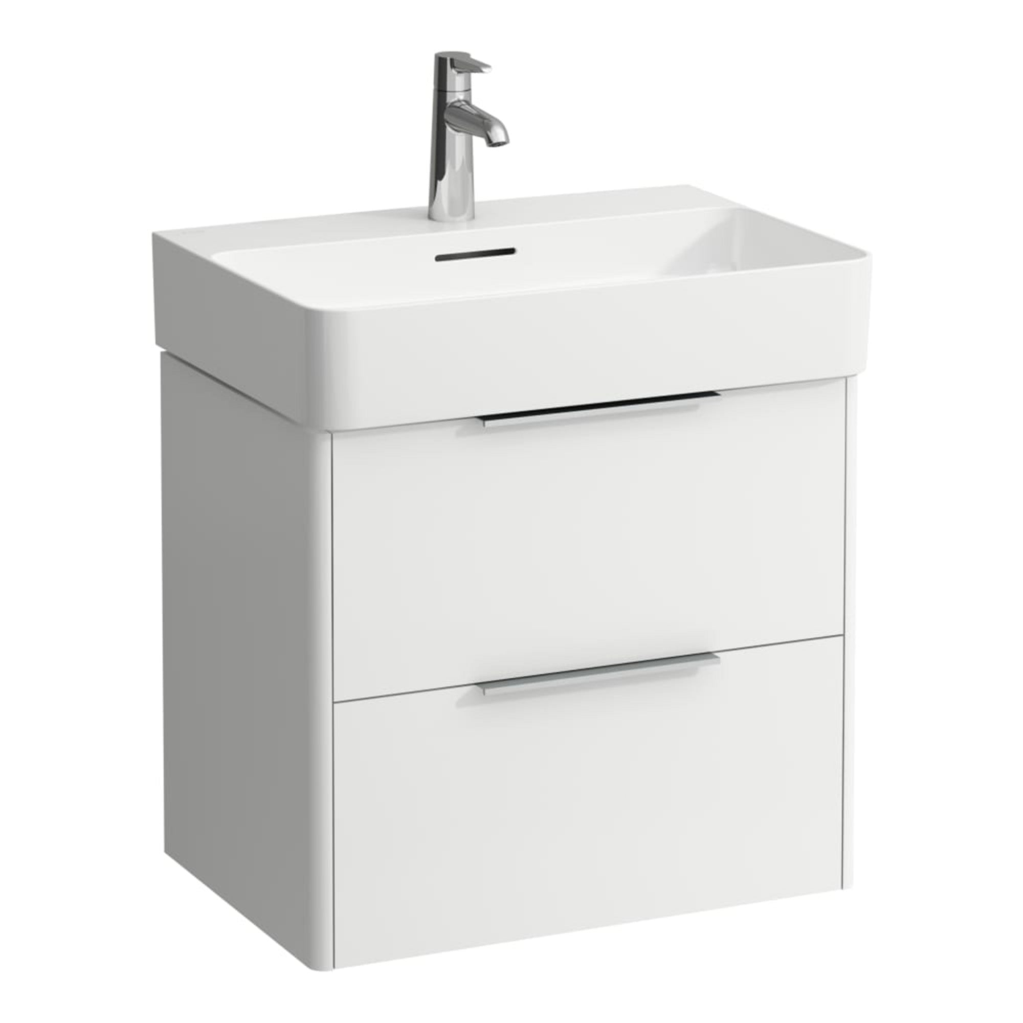 laufen val 600 2 drawer wall hung vanity ceramic washbasin white gloss