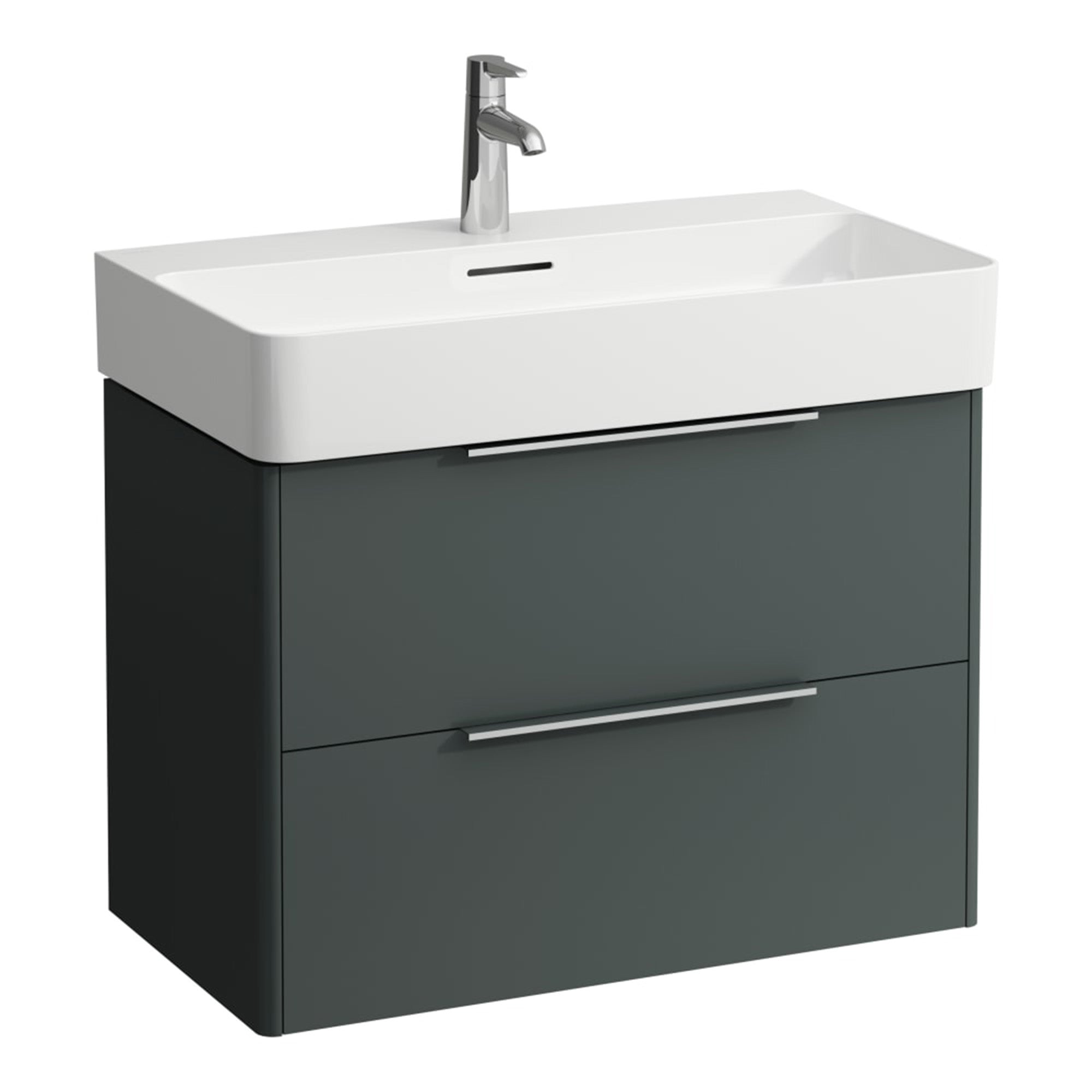 laufen val 750 2 drawer wall hung vanity ceramic washbasin traffic grey