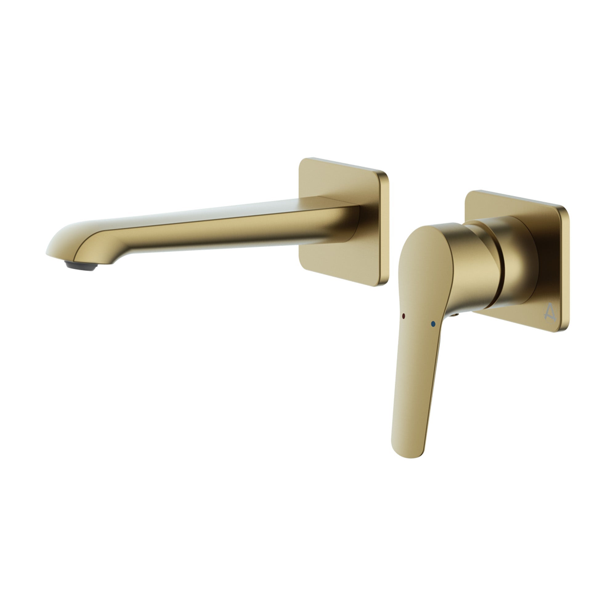 lucca 2 hole wall mounted basin mixer tap brushed brass