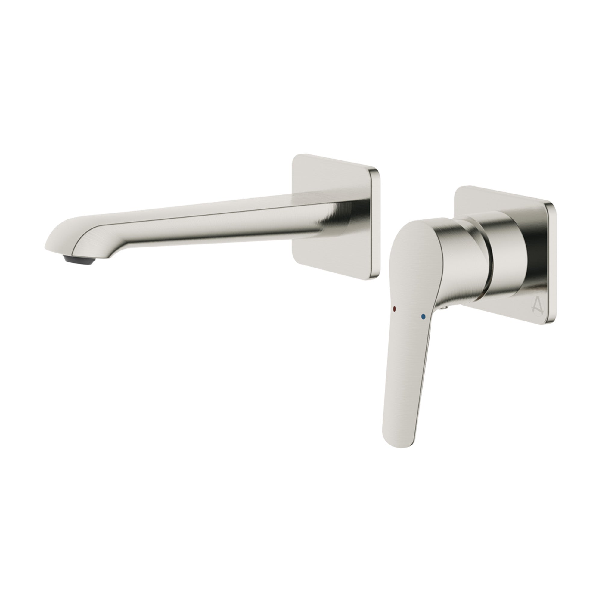 lucca 2 hole wall mounted basin mixer tap brushed nickel