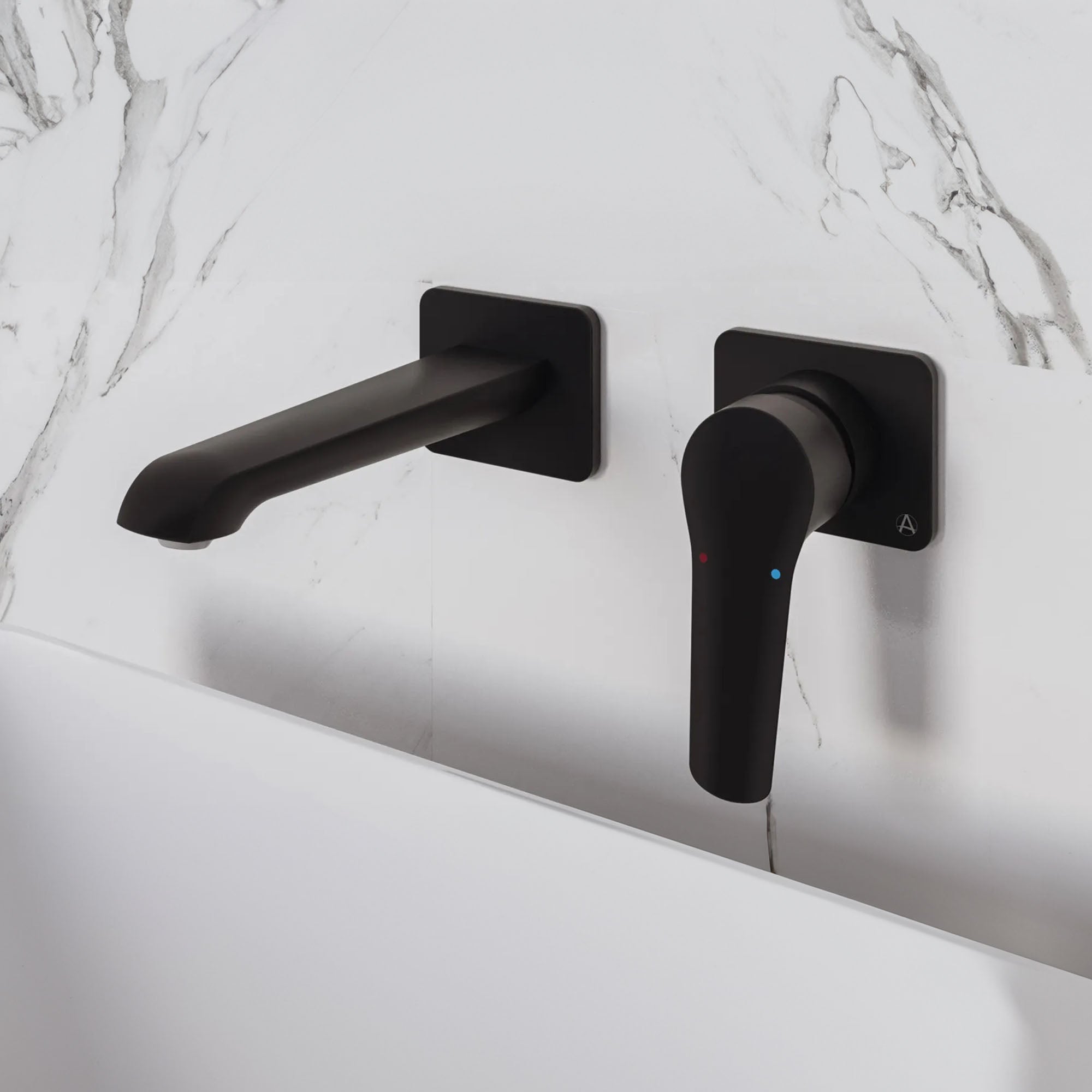 lucca 2 hole wall mounted basin mixer tap matt black