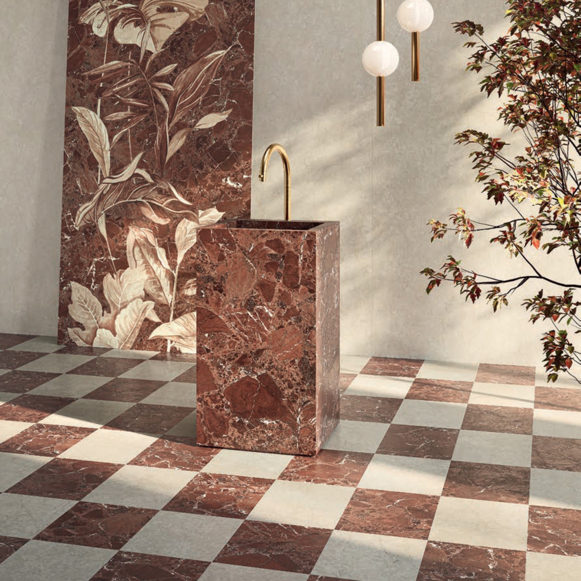 Majestic Rosso Marble Effect Porcelain Tile 30x30cm Matt