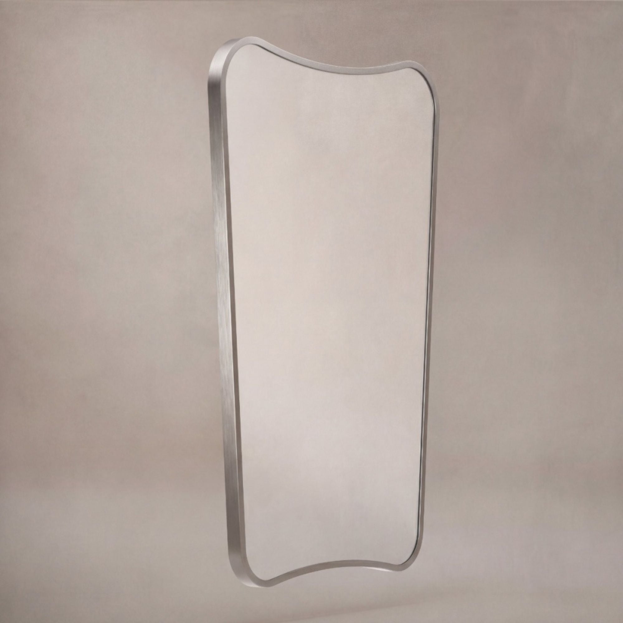 Marina Organic Shaped Bathroom Mirror Brushed Nickel