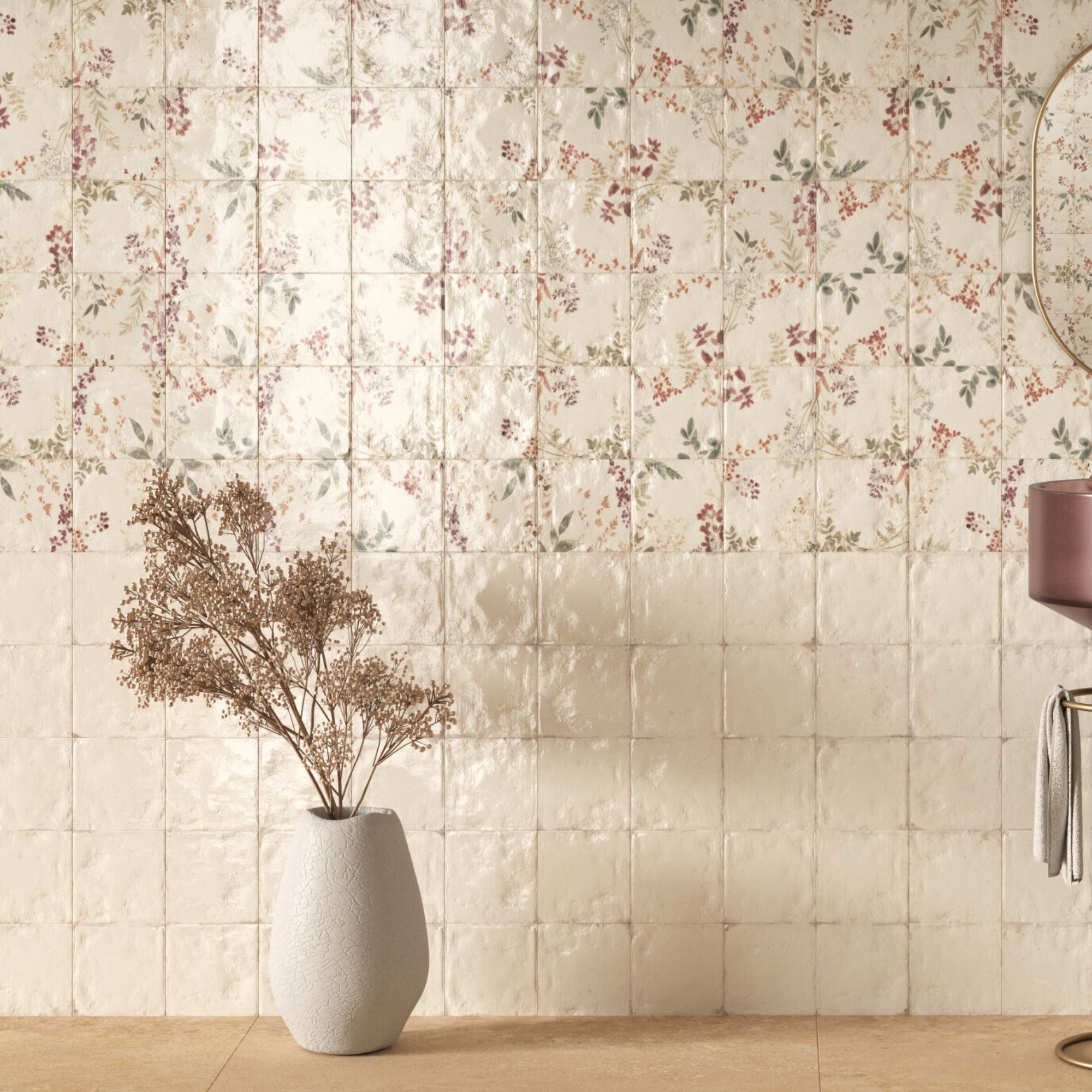 Mayolica Forest Pattern Wall Tile 15x15cm Gloss Deluxe Bathrooms