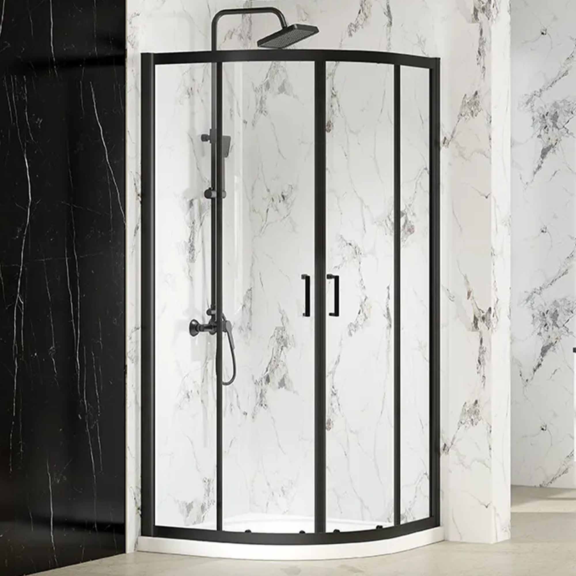 merlyn mbox quadrant double door sliding shower door matt black