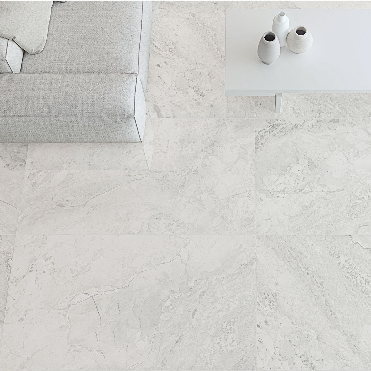 Dreamy Cloud 4D Shaped Matt White Marble Tile 100 x 100cm