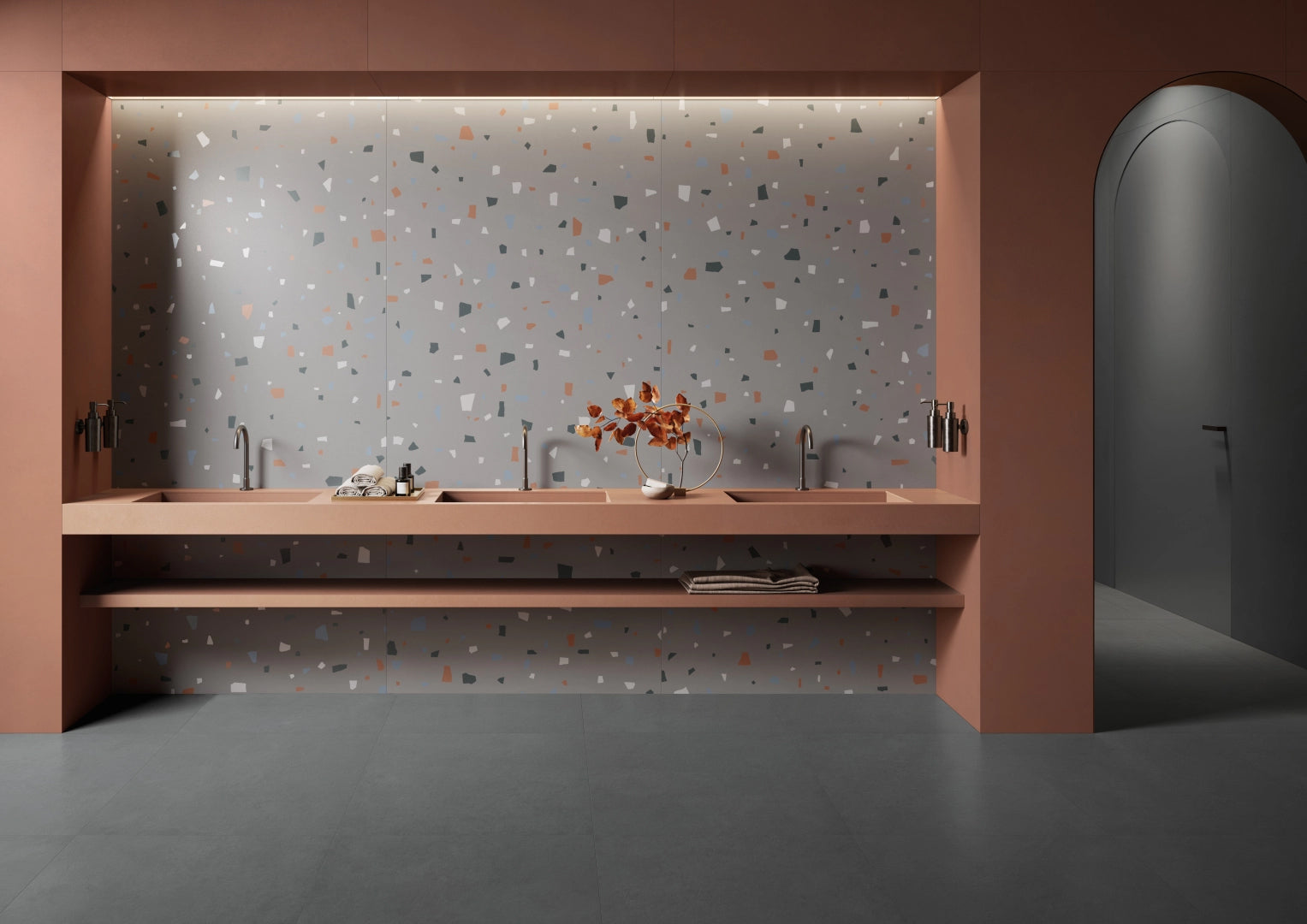 nuances anthracite coccio terrazzo effect porcelain tile 60x120cm