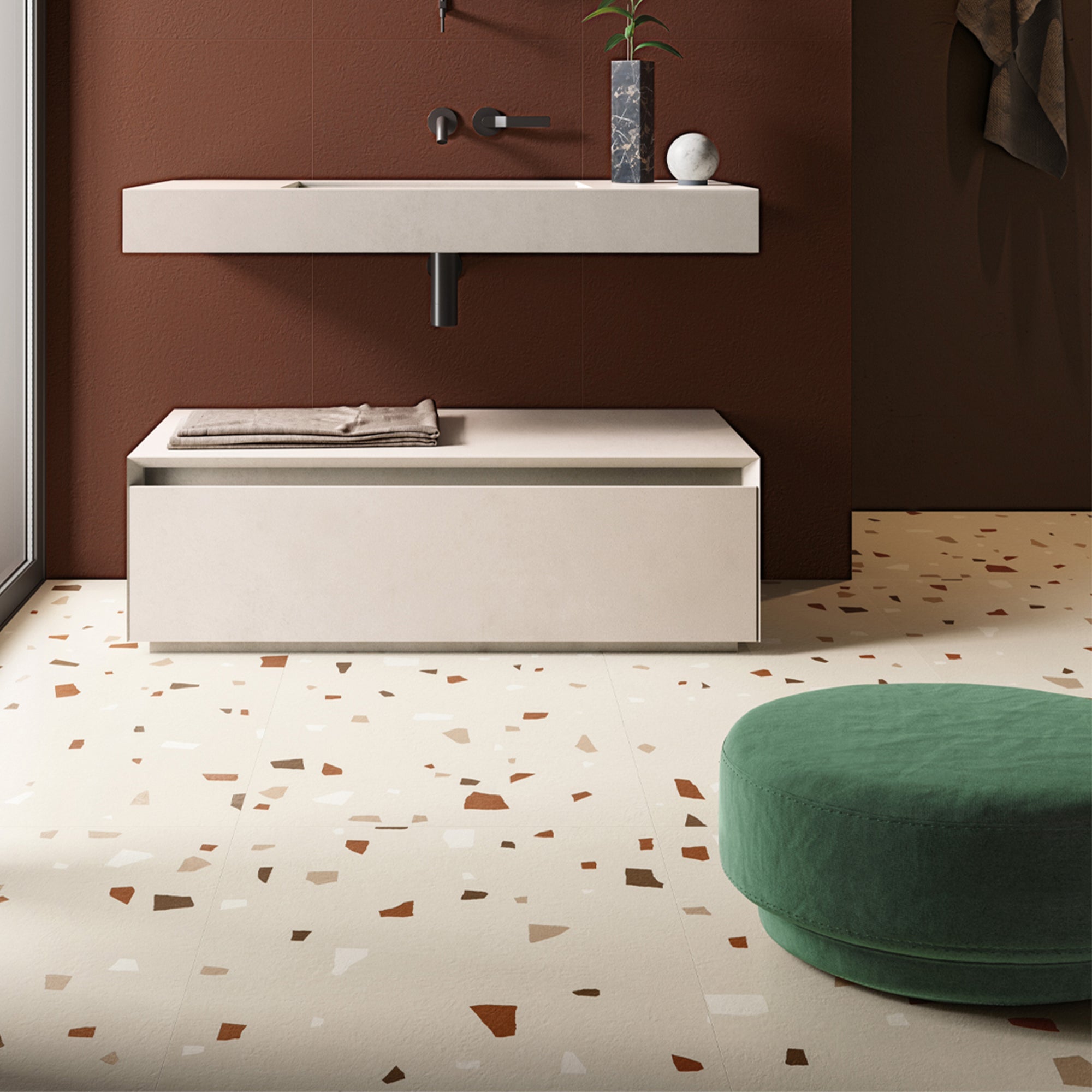 nuances avorio coccio terrazzo effect porcelain tile 60x120cm