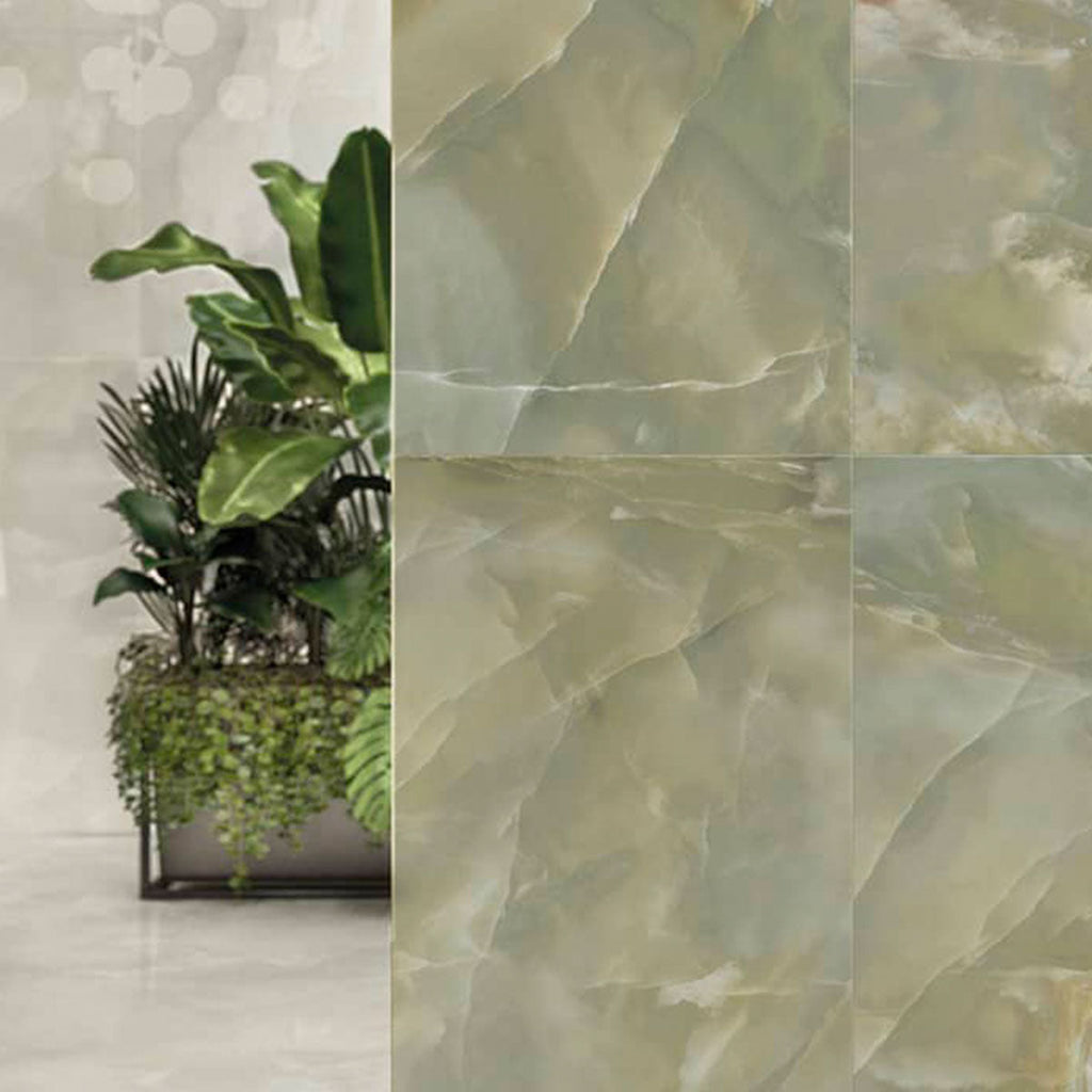 Deluxe Onyx Green Marble Effect Porcelain Tile 60x120cm Gloss | Deluxe ...
